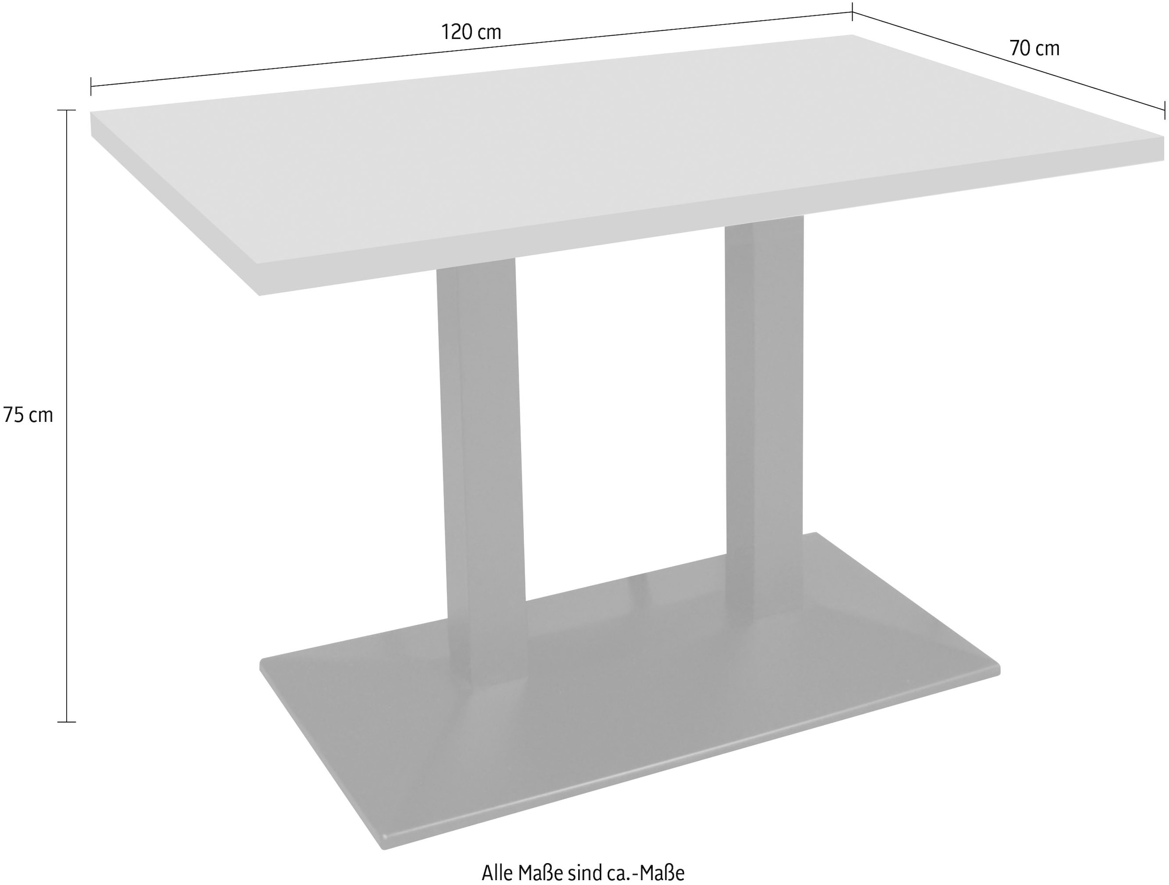 Mäusbacher Bistrotisch »Big Bistro Metall« Doppelsäulengestell, eckige Platte BHT 120x75x70 cm