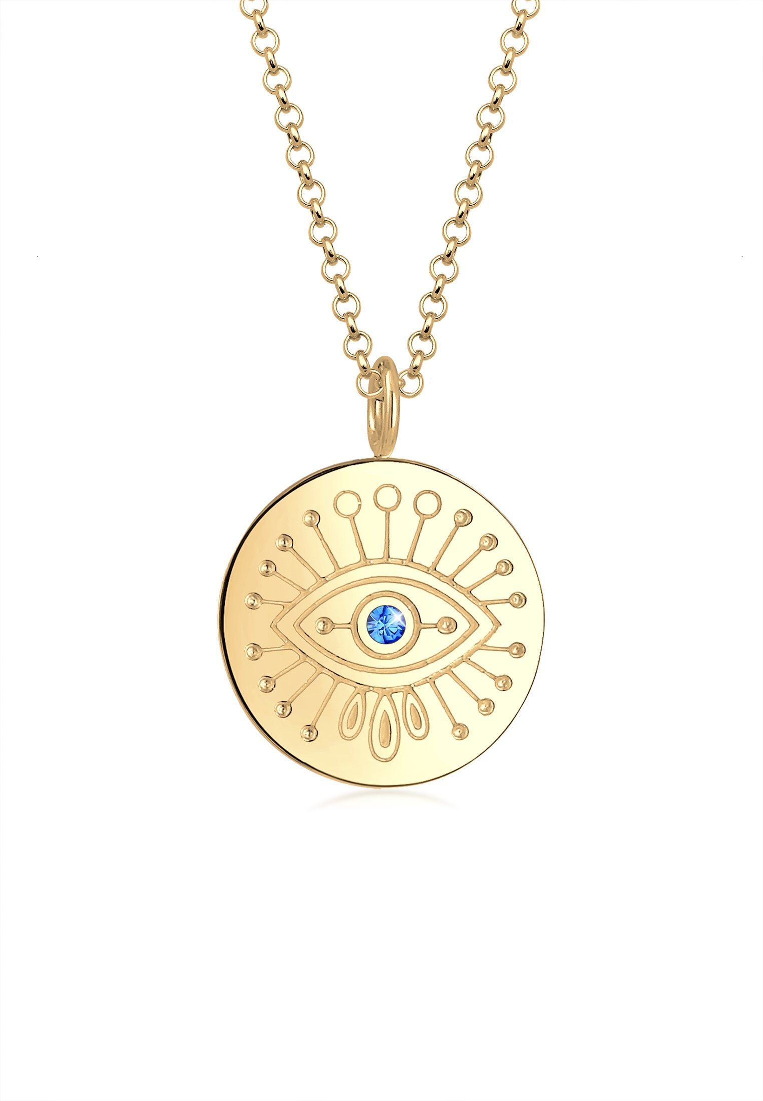 Elli Silberkette »Halskette Evil Eye Glas Kristalle Blau 925 Sterling Silber vergoldet«