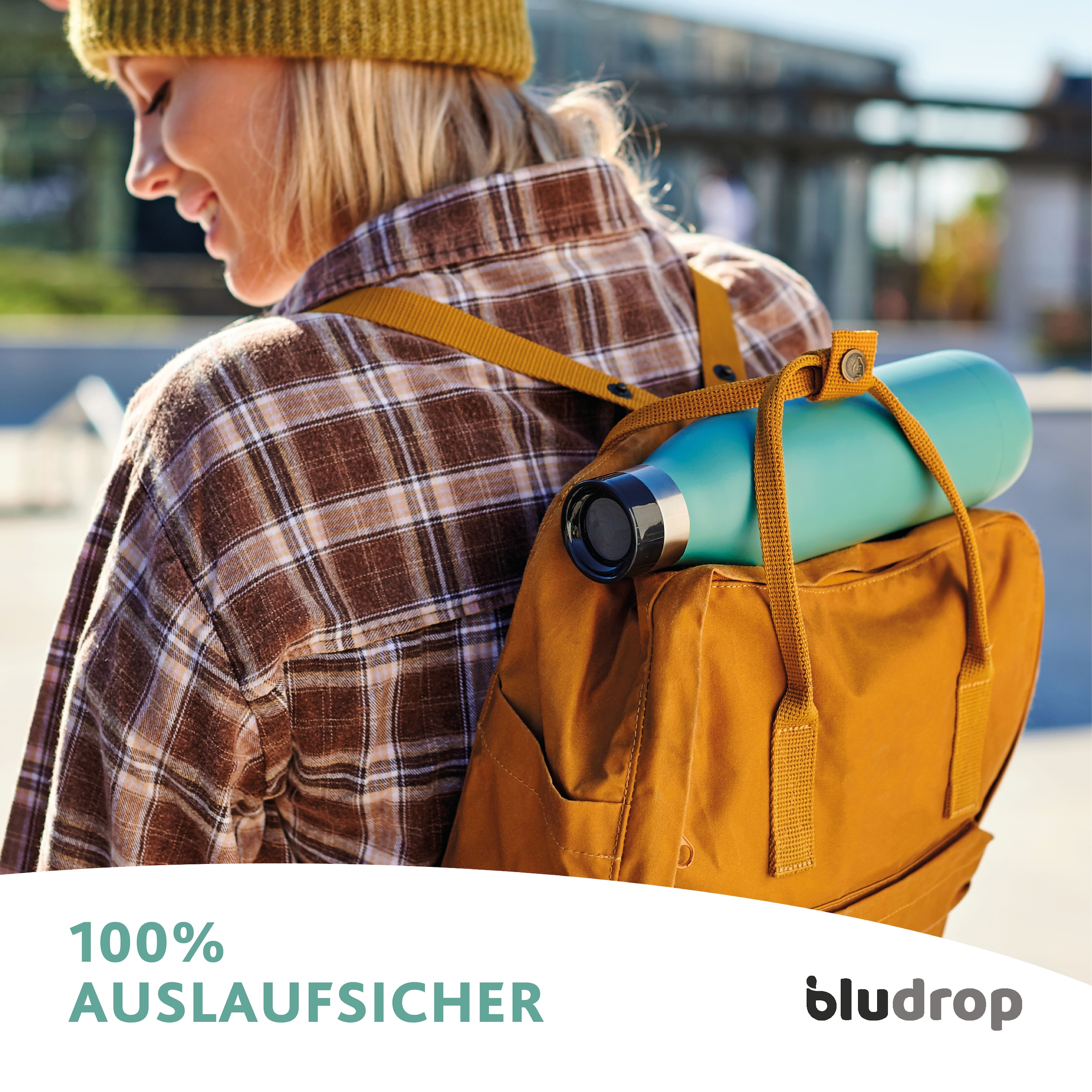 Emsa Trinkflasche »Bludrop Sleeve«, (1 tlg.), Edelstahl/Silikon, Quick-Press, 12h warm/24h kühl