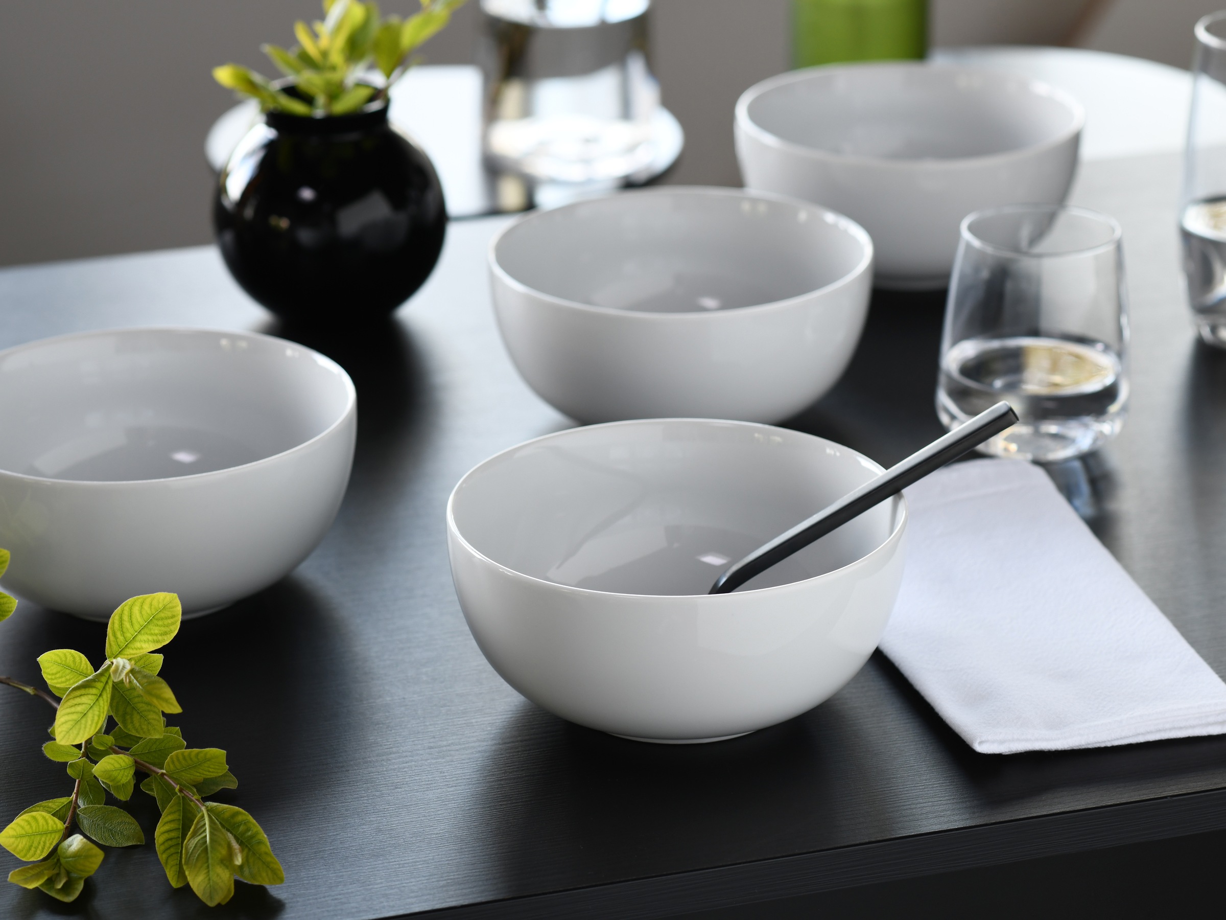 CreaTable Schale »Allround Weiss, Buddha Bowl 16 cm 4-tlg« 4 Stk. aus Porzellan Daily Use, Zeitlos