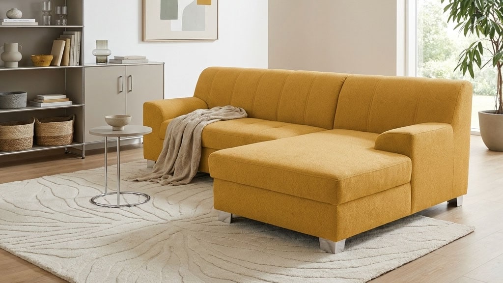 OTTO home Ecksofa »Lolland 241 x 146 cm, modern, mit Steppungen, mittelfester Sitz« L-Form, aus pflegeleichtem, weichem Luxus-Microfaser