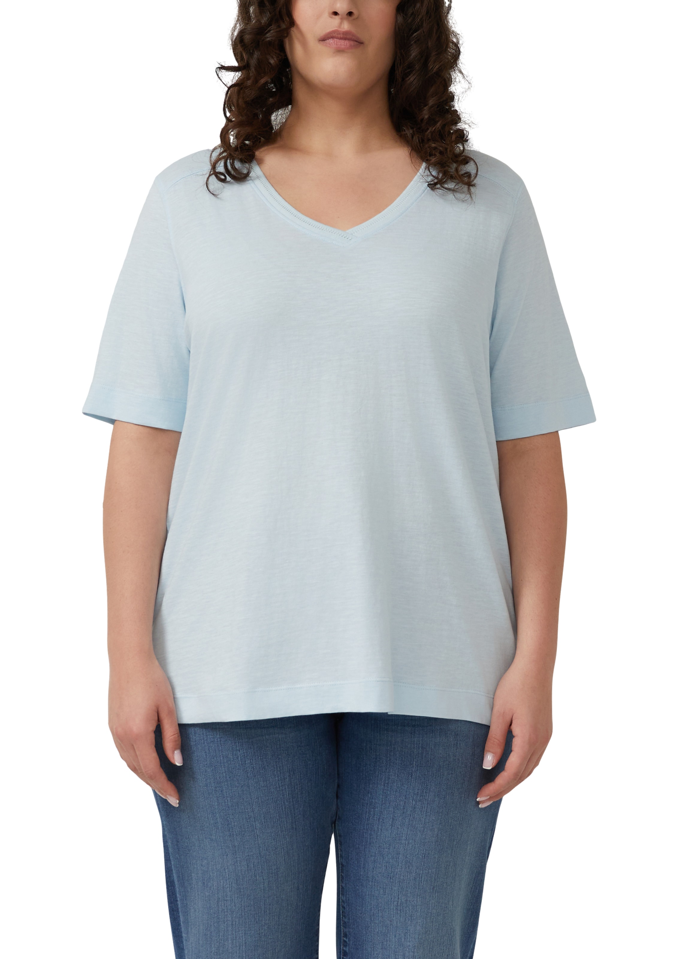 s.Oliver CURVE V-Shirt Sommershirt aus reiner Baumwolle/Große Größen