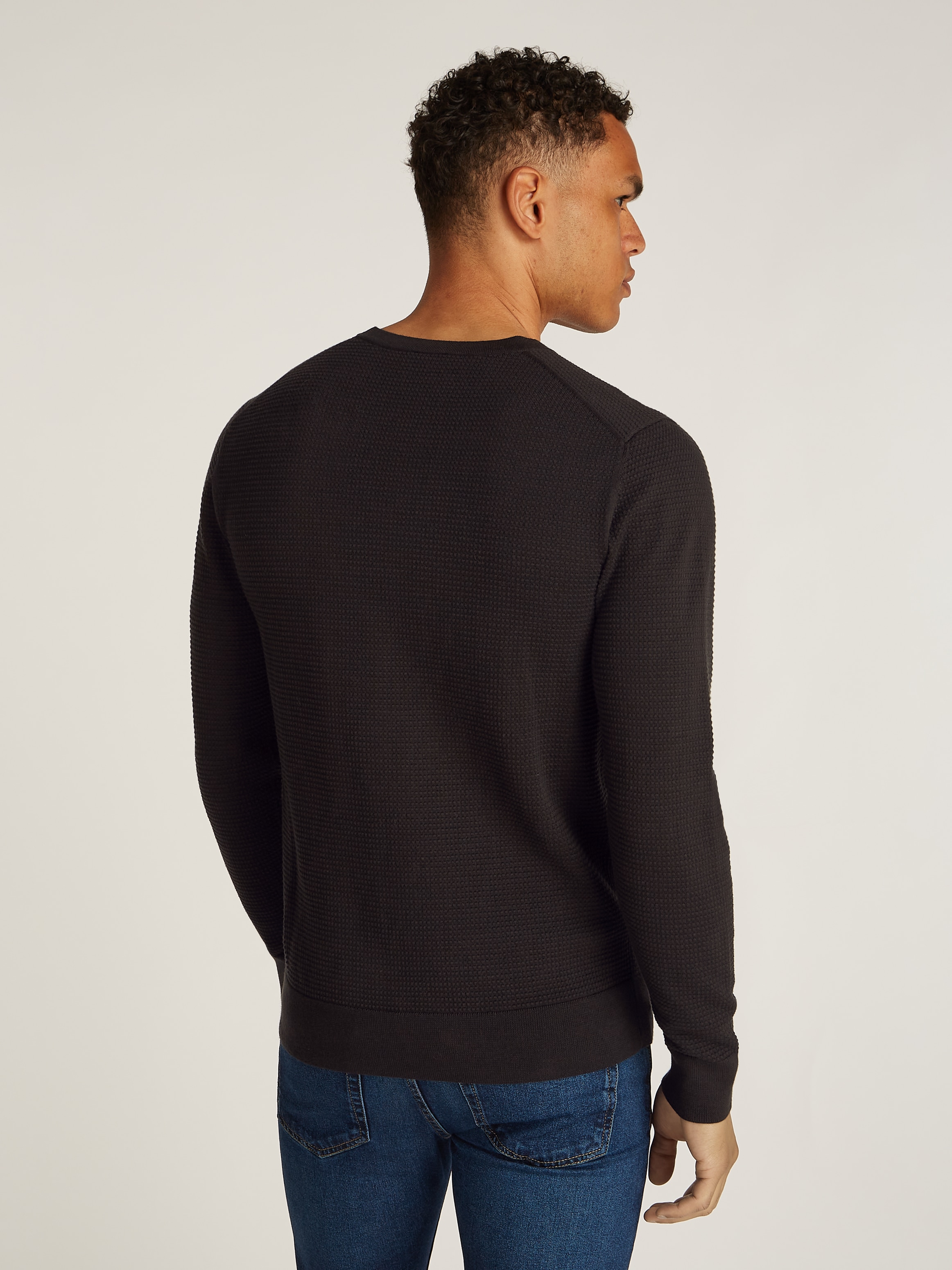 Calvin Klein Rundhalspullover »WAFFLE TEXTURE CN SWEATER«, mit Logoprint