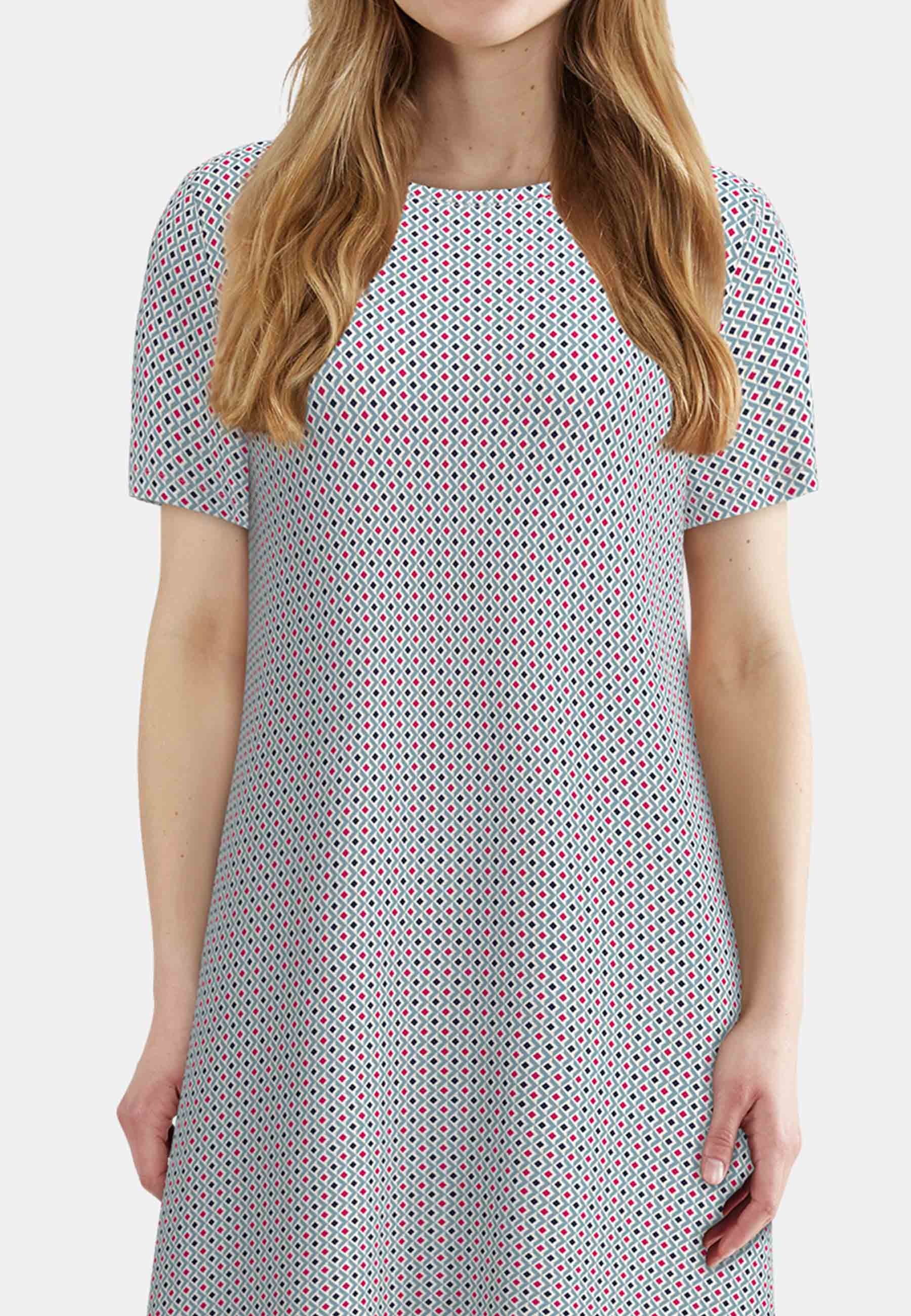 TOM TAILOR Nachthemd mit Muster, knielang, Kurzarm, Rundhalsausschnitt, Baumwollmix