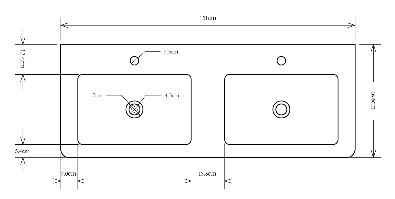 Sanotechnik Doppelwaschtisch »120«, 120x46 cm