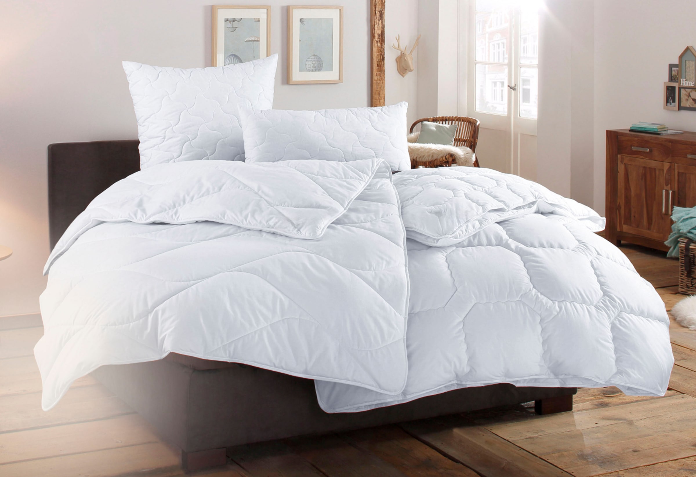 OTTO home Microfaserkissen »Fantasy Kopfkissen 40x80 oder 80x80 cm, Made in Germany« Füllung: 100% ökologisches, klimaregulierendes Polyester 1 Stk. tlg. Bezug Polyester oder recyceltem Polyester oder Baumwolle (ECO)