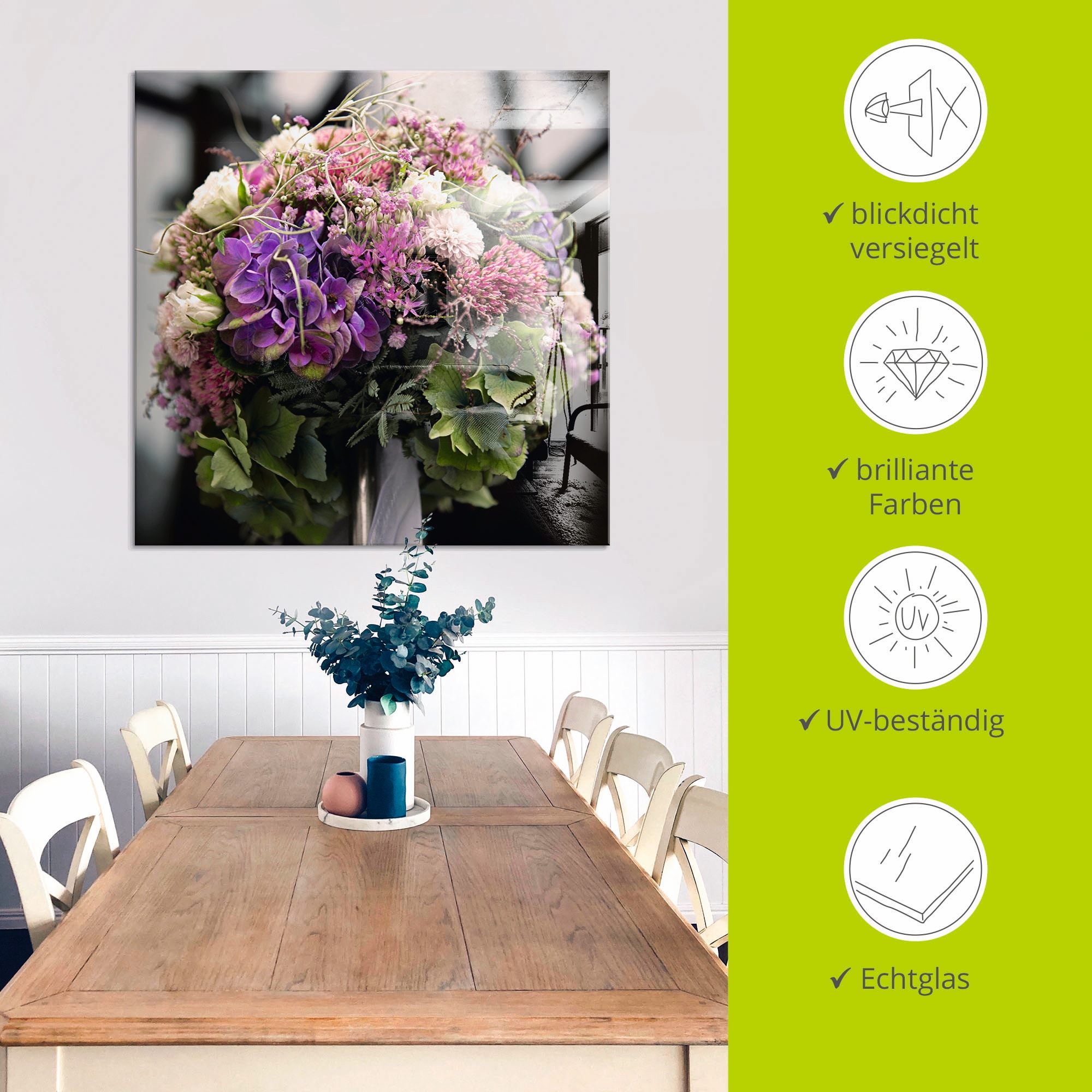Artland Glasbild »Blumenkugel«, Blumen, (1 St.), in verschiedenen Größen
