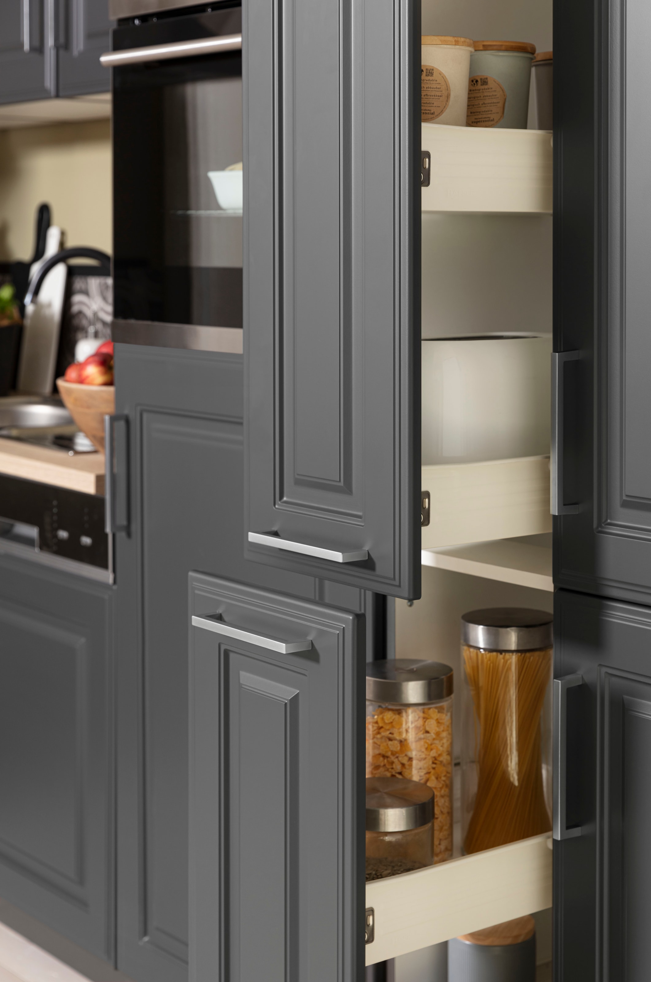 KOCHSTATION Winkelküche »KS-Stockholm – Küche mit hochwertiger und detailreicher Landhausfront« Stellbreite 320x170 cm, wahlweise mit E-Geräten, MDF-Fronten