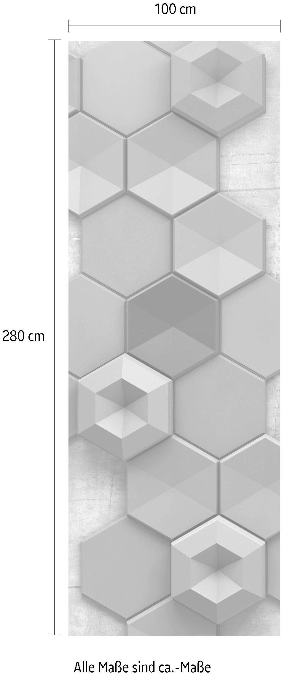 Komar Vliestapete »Digitaldruck Vlies - Hexagon - Größe 100 x 280 cm«, bedruckt, Wohnzimmer, Schlafzimmer