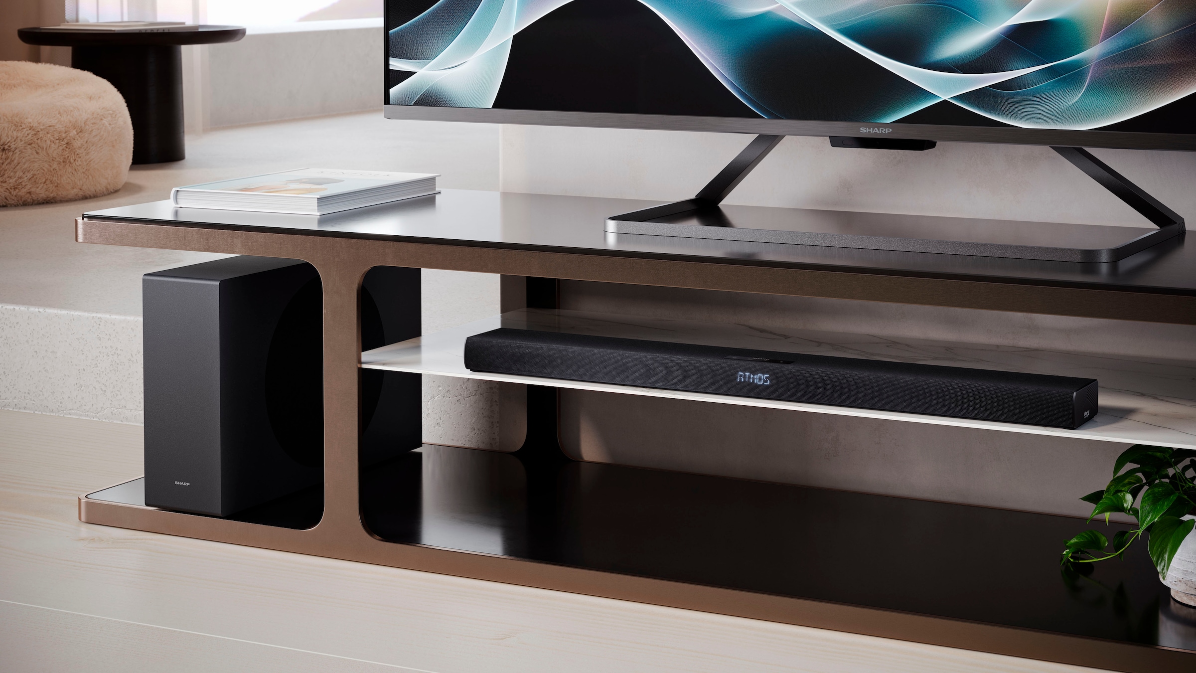 Sharp Soundbar »HT-SBW320« 2.1 (Bluetooth Dolby Digital | Equalizer | Kabellos | Nacht Modus | USB-Wiedergabe )