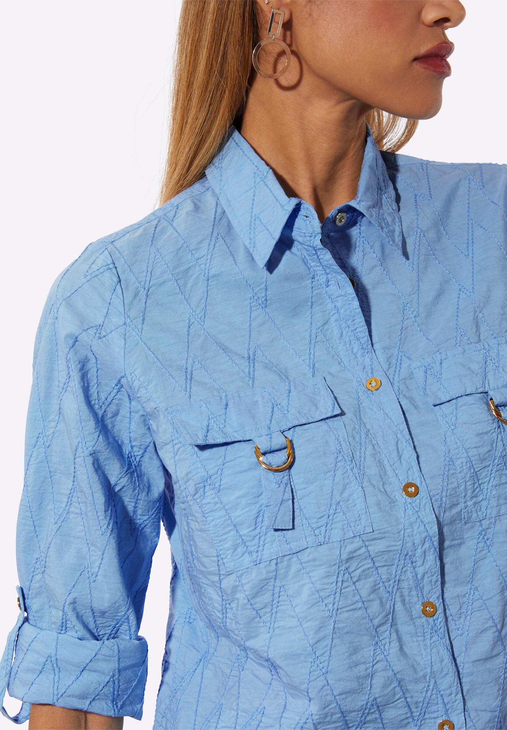 creation L Klassische Bluse »Bluse Baumwollbluse mit Lochstickerei«