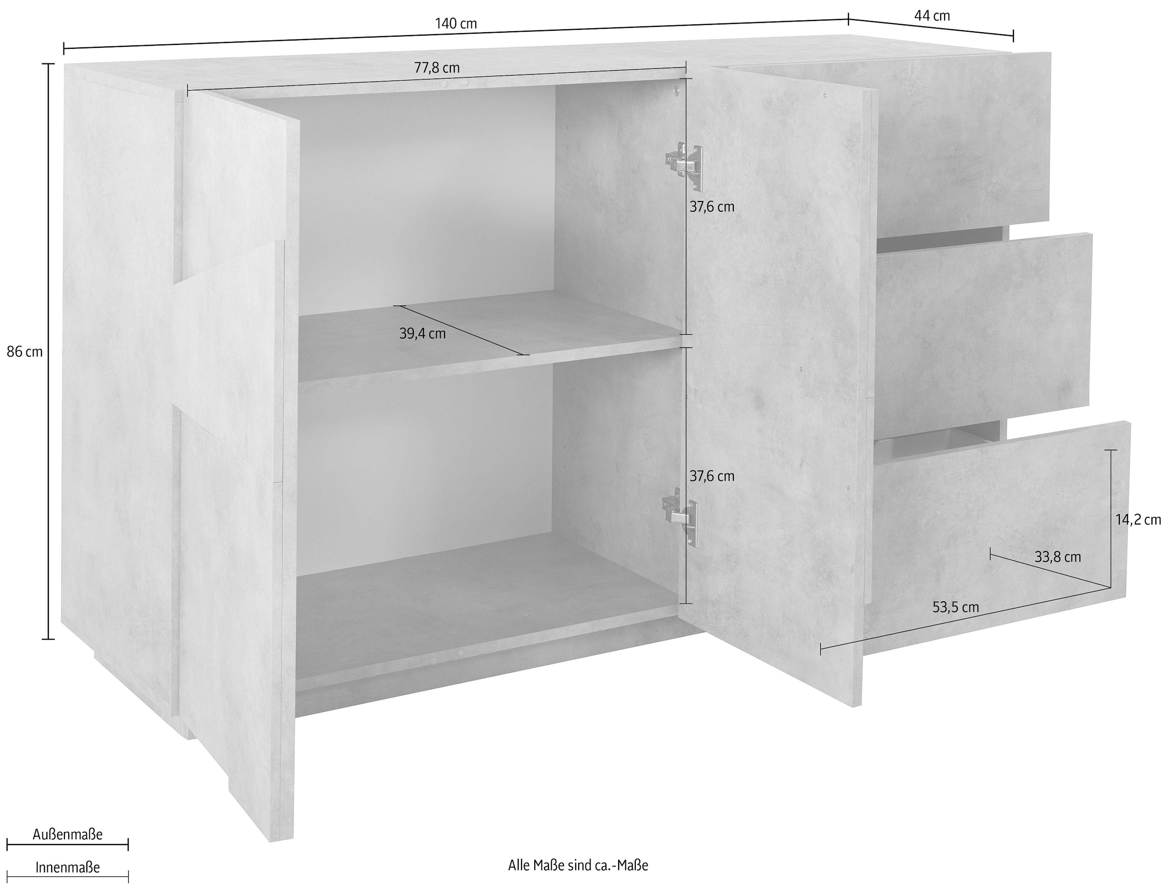 Home affaire Sideboard »PING« Breite 140 cm