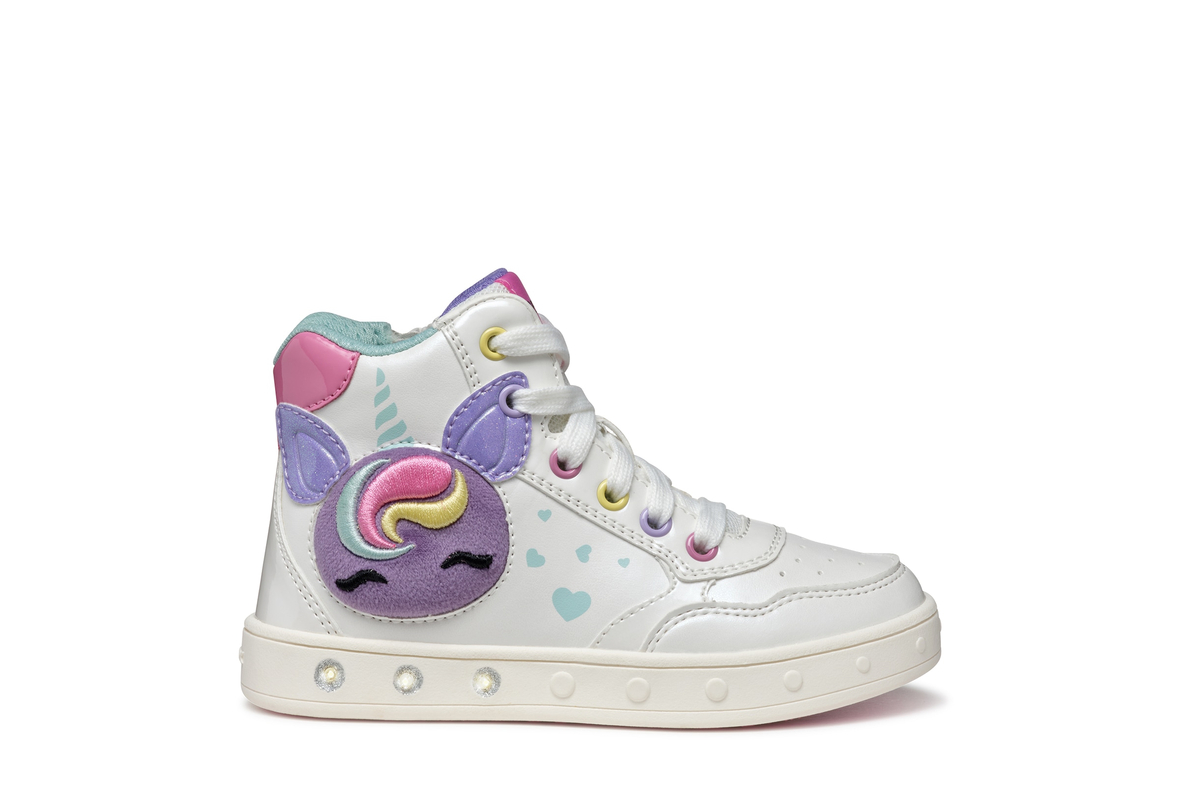 Geox Sneaker »J SKYLIN GIRL Blinkschuh«  Schnürboots, Blinkschuh mit Glitzer und Blinkfunktion