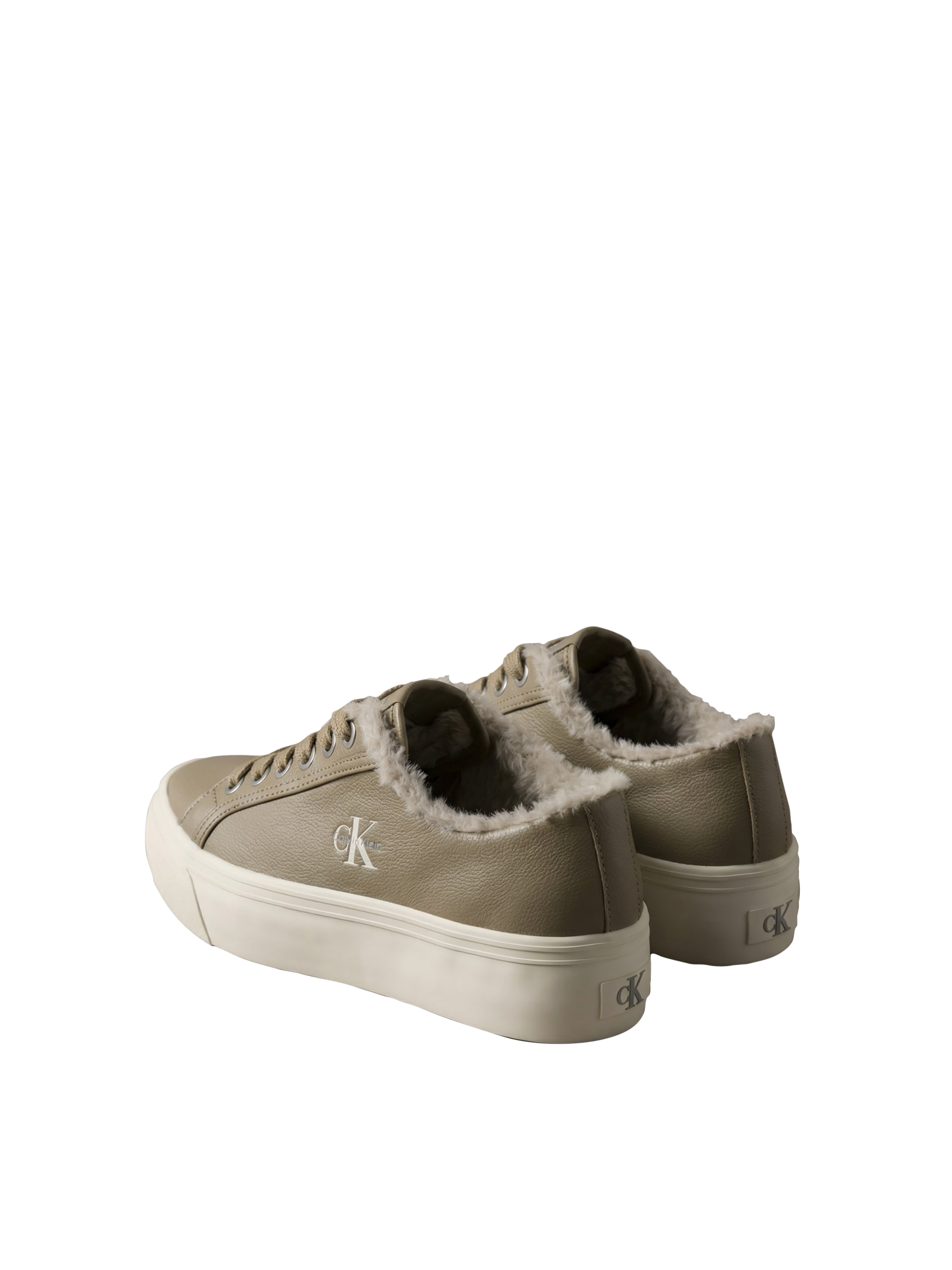 Calvin Klein Plateausneaker »VULC FLATF LACEUP LTH FUR«  Halbschuh, Schnürschuh, Casual-Sneaker mit seitlichem CK-Logo