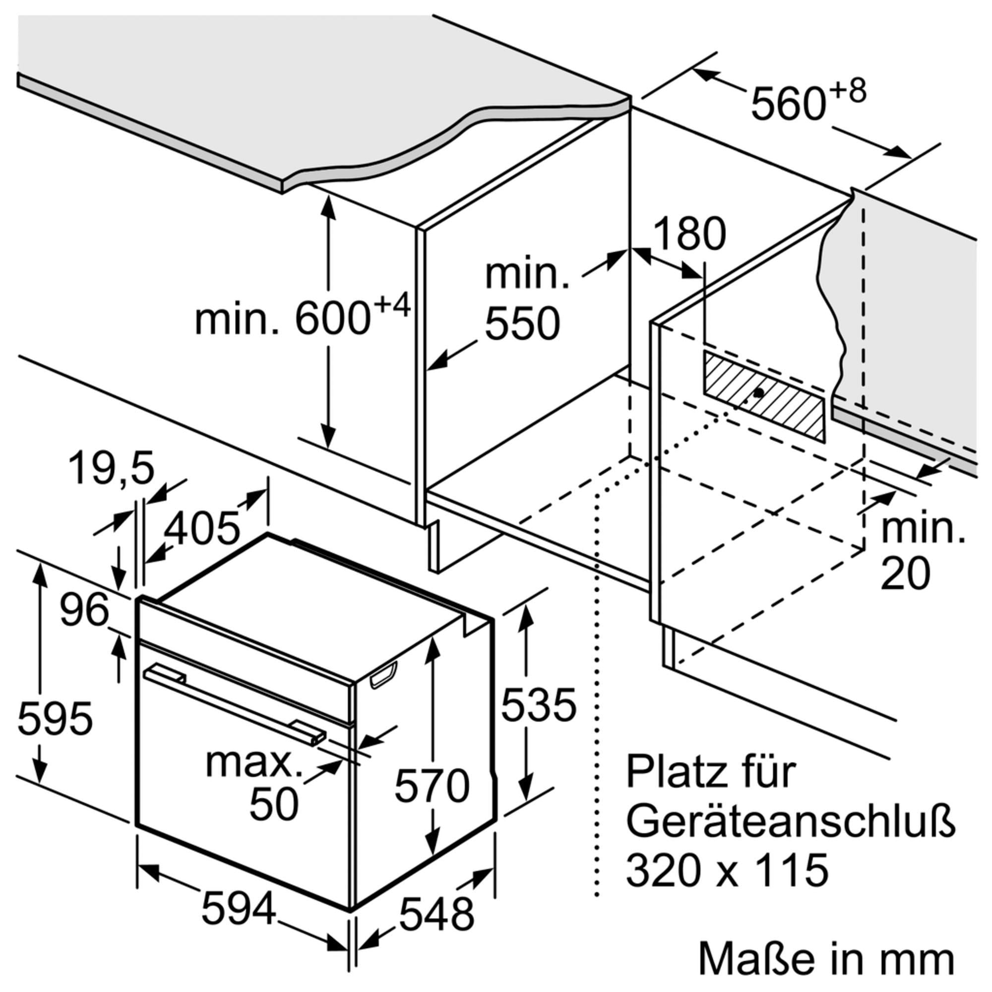 BOSCH Pyrolyse Backofen »HBA578BS0«, Serie 6, HBA578BB0, mit Teleskopauszug nachrüstbar, Pyrolyse-Selbstreinigung