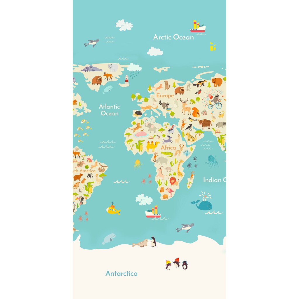 good morning Strandtuch »Worldmap«, (1 St.), Motiv Weltkarte, mit weißer Rückseite, trocknet schnell, Kinder