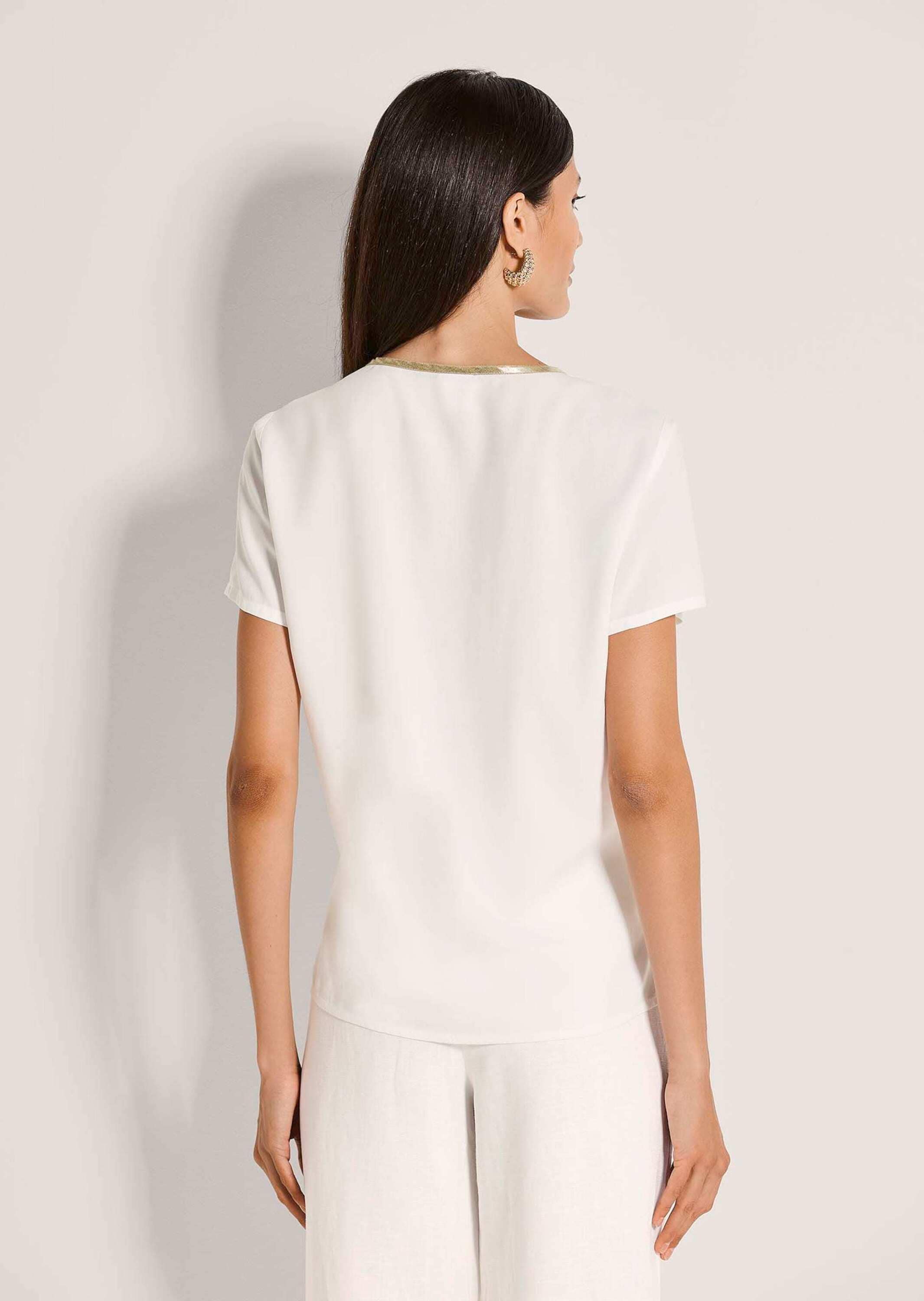 MADELEINE Kurzarmbluse »Blusenshirt Schlupfbluse mit Kontrastpaspel« Paspel