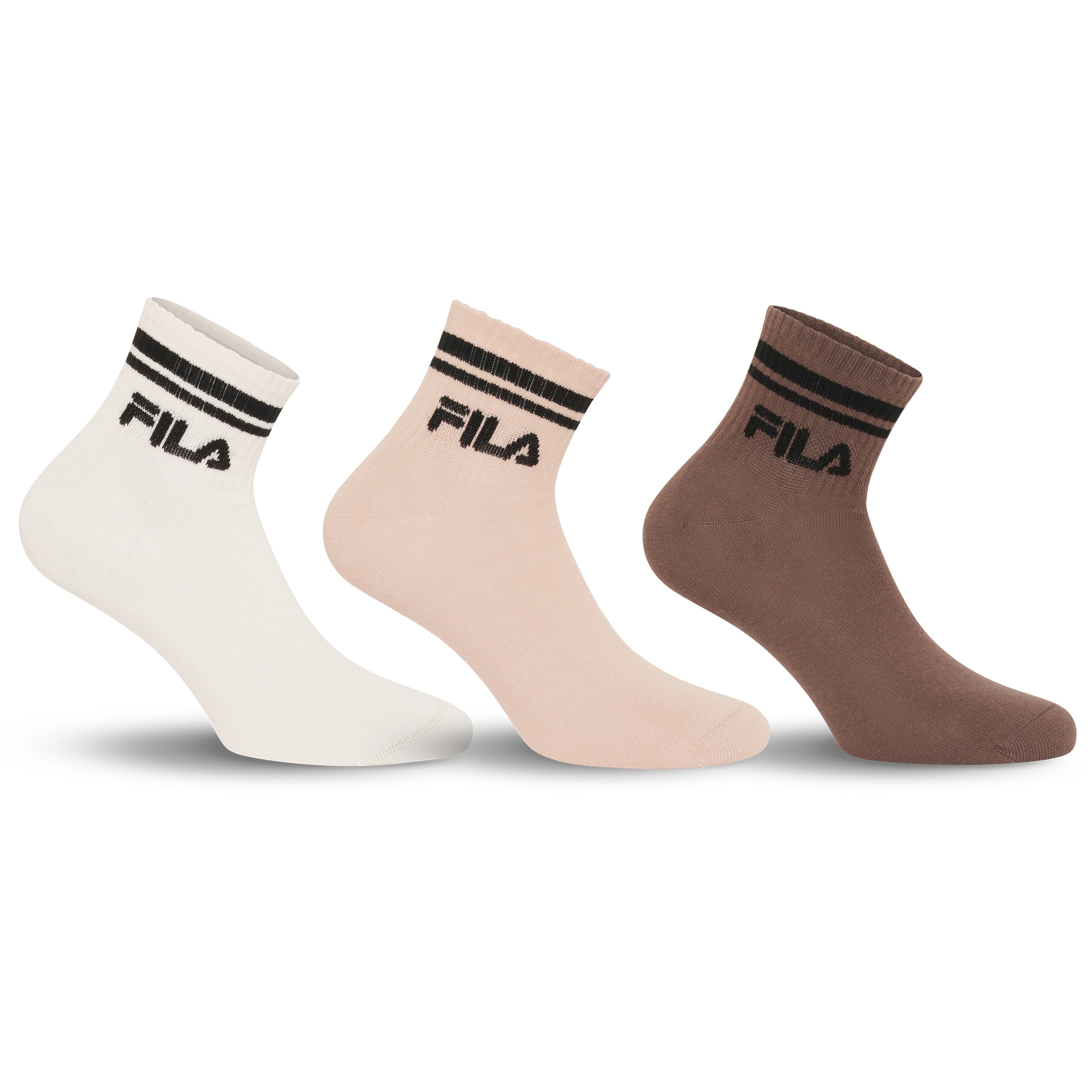 Fila Kurzsocken 3 Paar tlg. Cotton-Mix, Unisex, Kontraststreifen