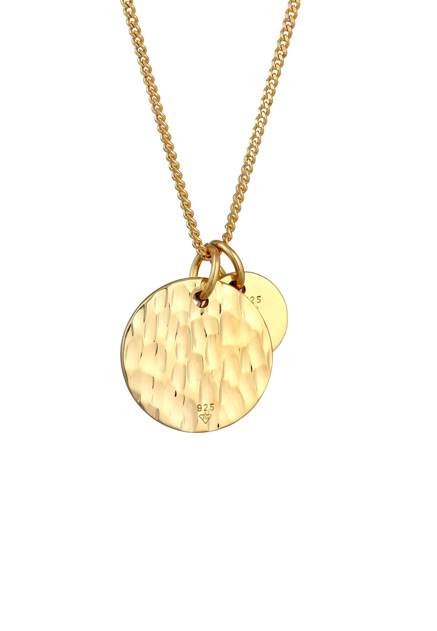 Elli Kette mit Anhänger »Halskette Plättchen Münzen Gehämmert Look 925 Silber«