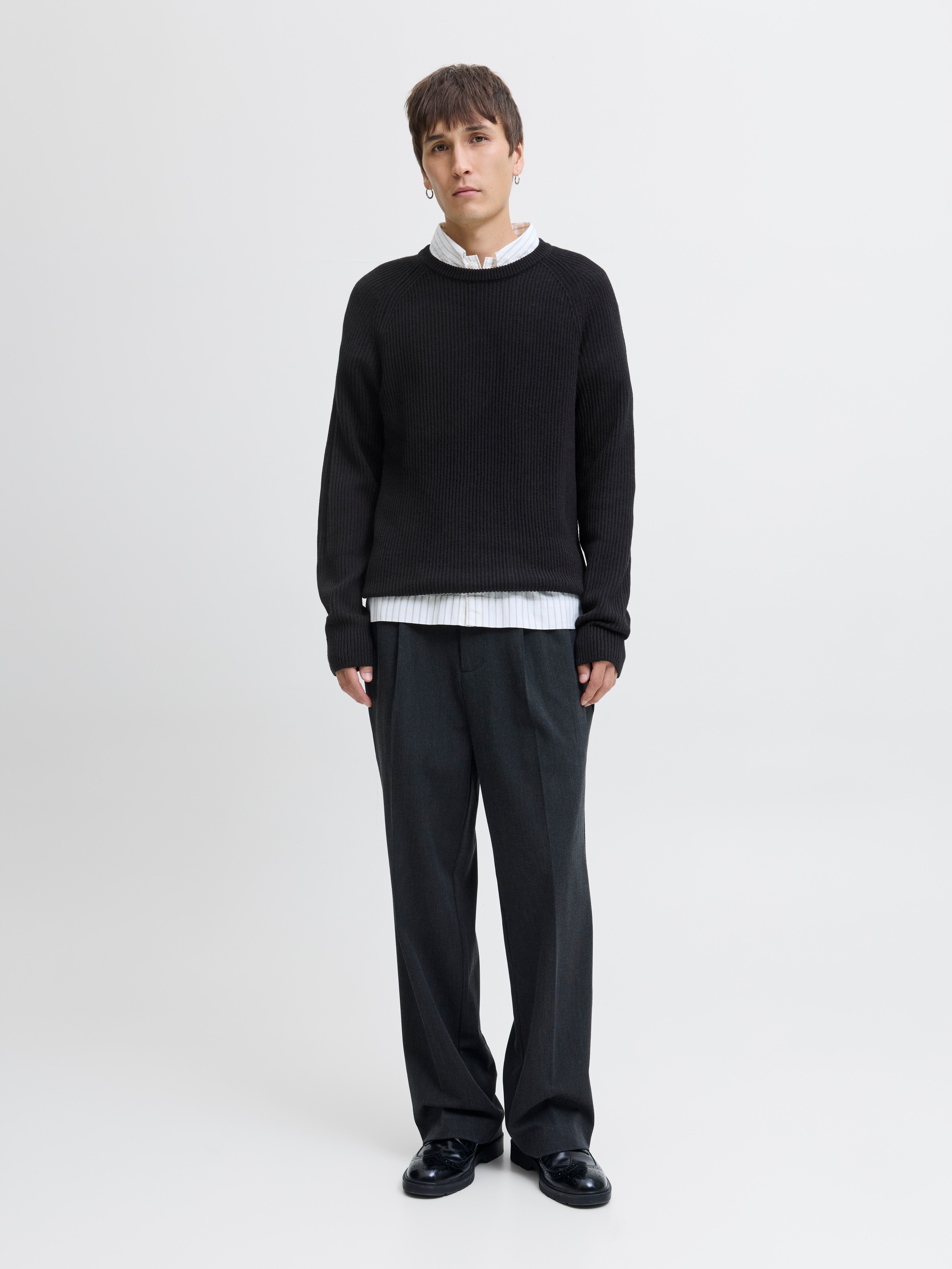 Jack & Jones Rundhalspullover »JJPANNEL KNIT CREW NECK AW25«