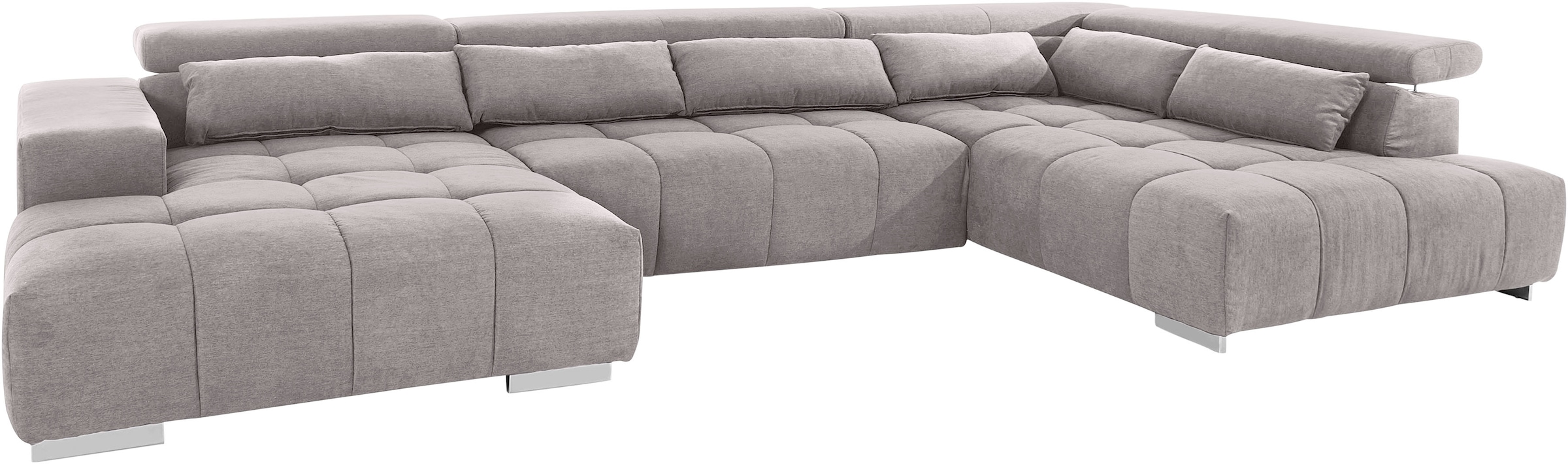 COTTA Wohnlandschaft »Orion U-Form« mit Kopfteilverstellung & 6 Nierenkissen