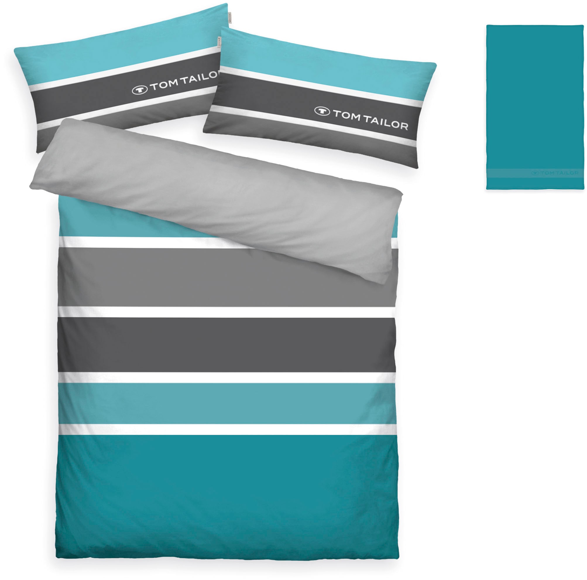 TOM TAILOR HOME Bettwäsche »Felix in Gr. 135x200 oder 155x220 cm« 3 mit GRATIS-Zugabe: Gästehandtuch (100% Baumwolle), mit Reißverschluss