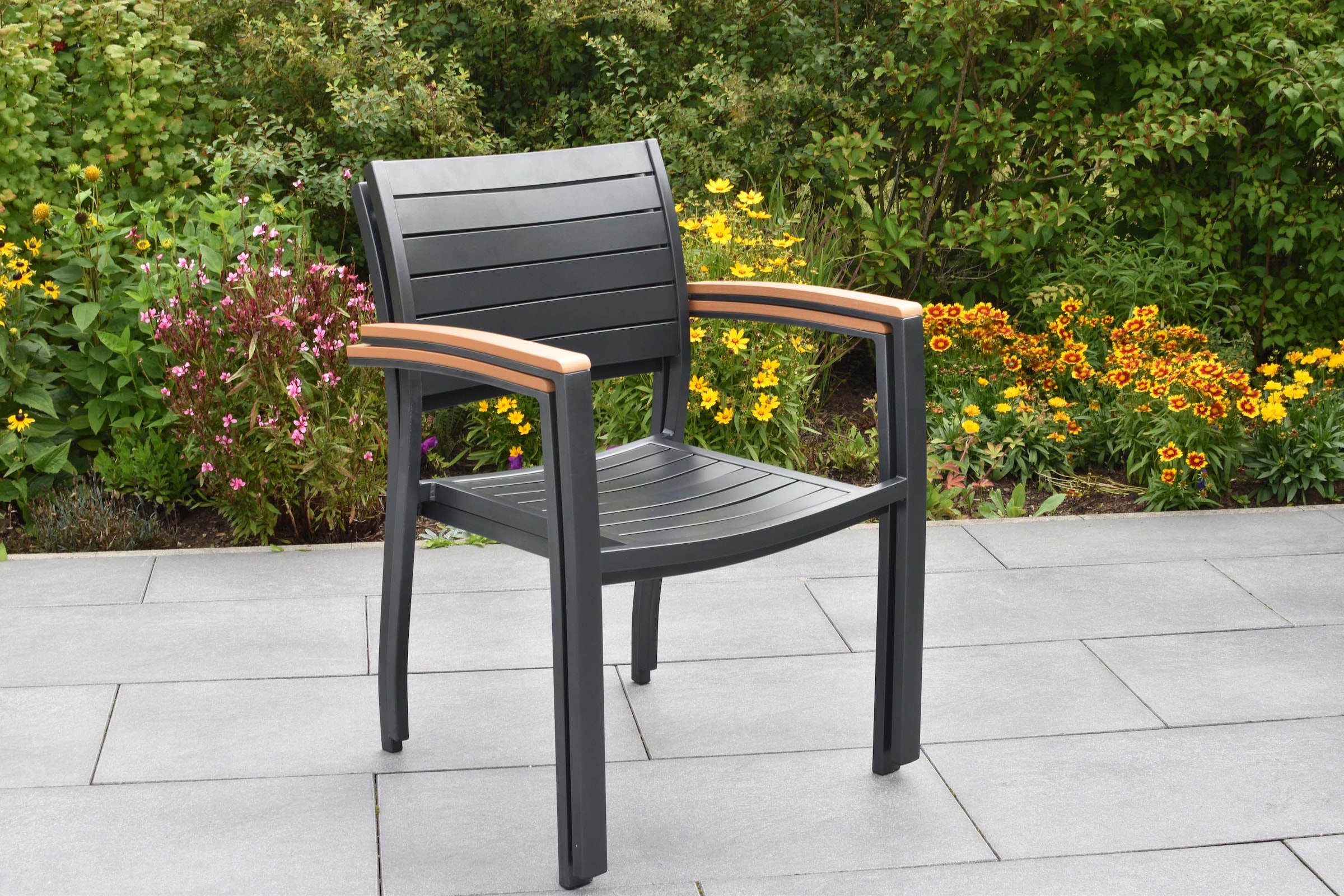 MERXX Garten-Essgruppe »Astros« Set, 13 tlg. inkl. 6 Stapelsessel, 6 Auflagen, 1 Ausziehtisch