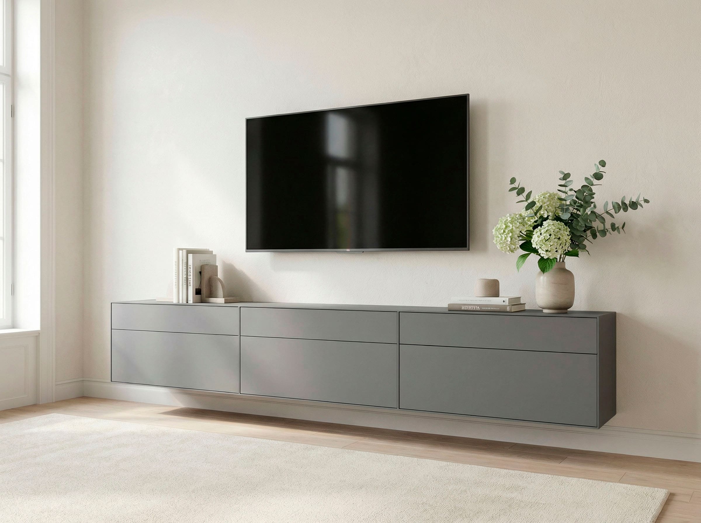 LeGer Home by Lena Gercke Lowboard »Essentials, TV-Board, TV-Kommode, TV-Schrank,  TV-Möbel« 3 Stk. tlg. Breite: 333 cm, UV lackiert, Push-to-open-Funktion
