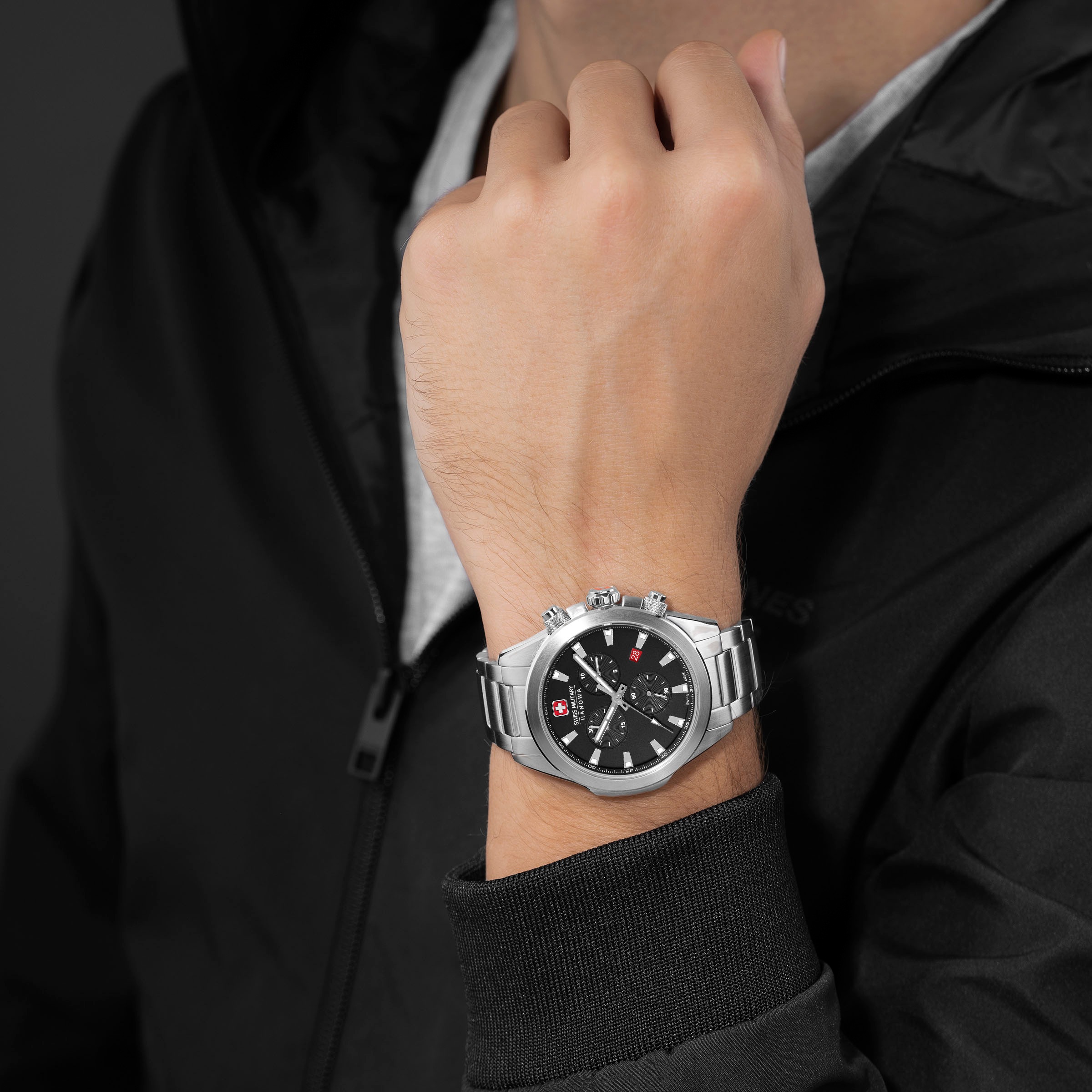 Swiss Military Hanowa Chronograph »CHIROPTERA NIGHT VISION, SMWGI0001901«, Quarzuhr, Herrenuhr, Datum, Stoppfunktion, Saphirglas, Swiss Made