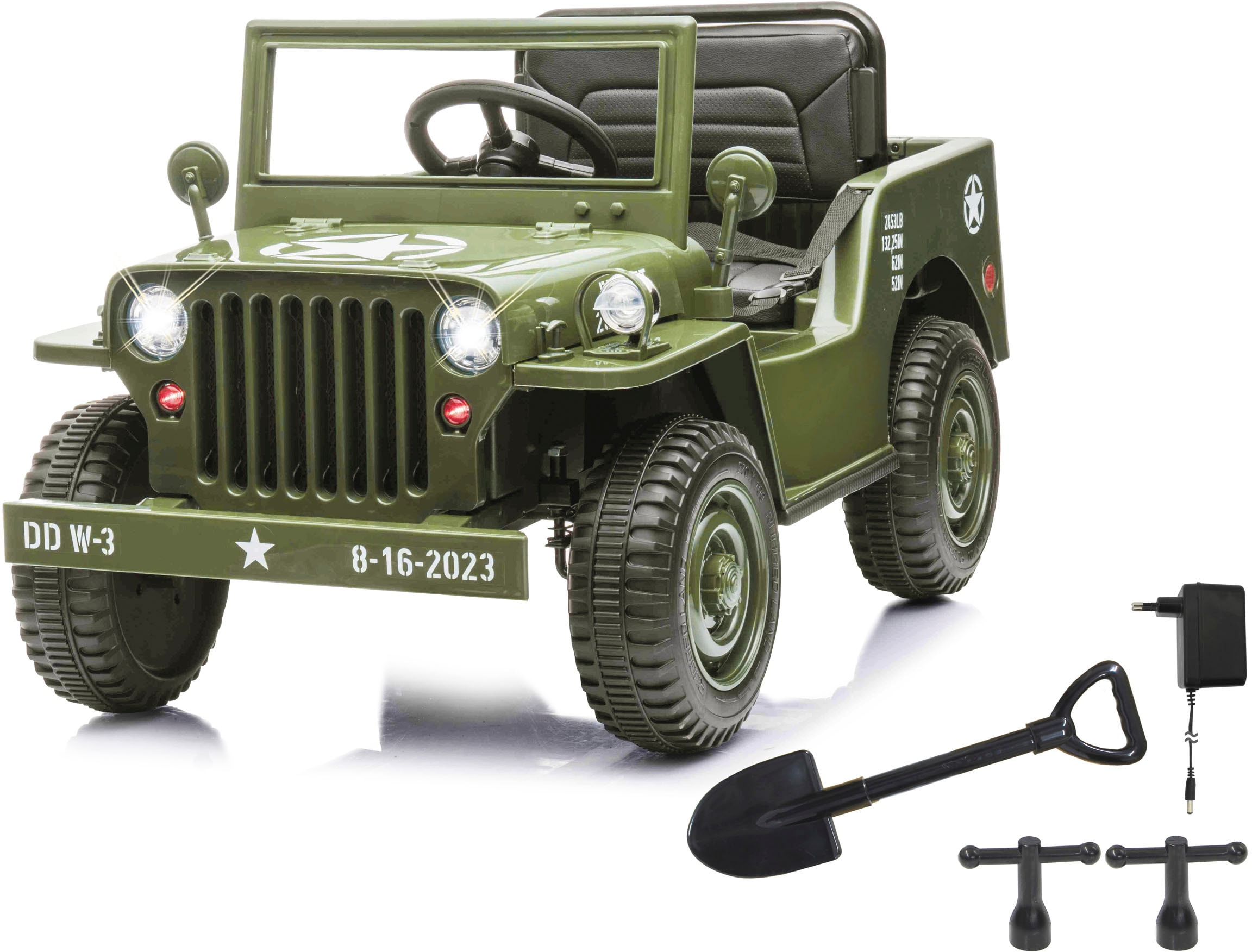 Jamara Elektro-Kinderauto »Ride-on Jeep Willys MB Army grün«, ab 3 Jahren,  bis 25 kg, 12V/4,5Ah, Softanlauf, Bluetooth, USB-Anschluss online