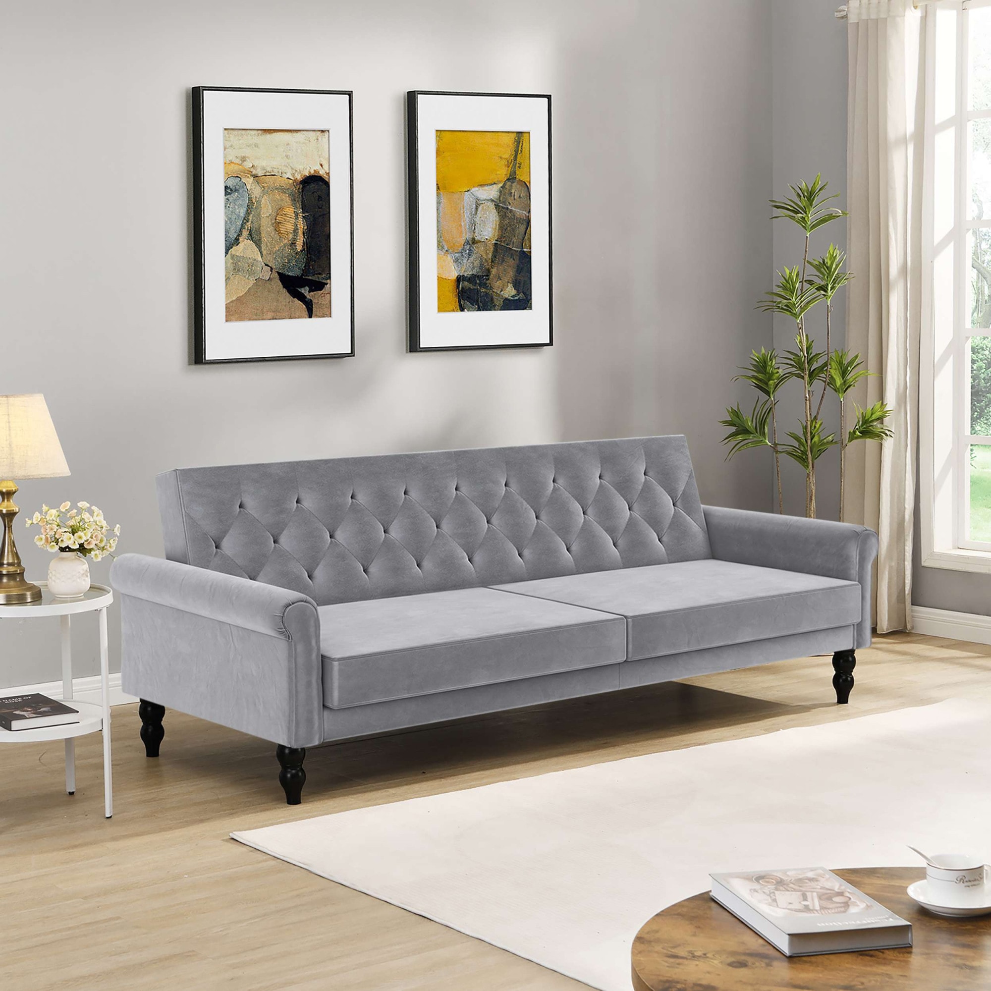 Dorel Home 3-Sitzer »Tyne«, Schlafsofa 222 cm, Bettfunktion (110/190cm), pflegeleichter Velours