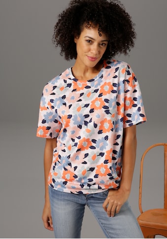 Aniston CASUAL T-Shirt, mit farbenfrohen, graphischen Blütendruck kaufen