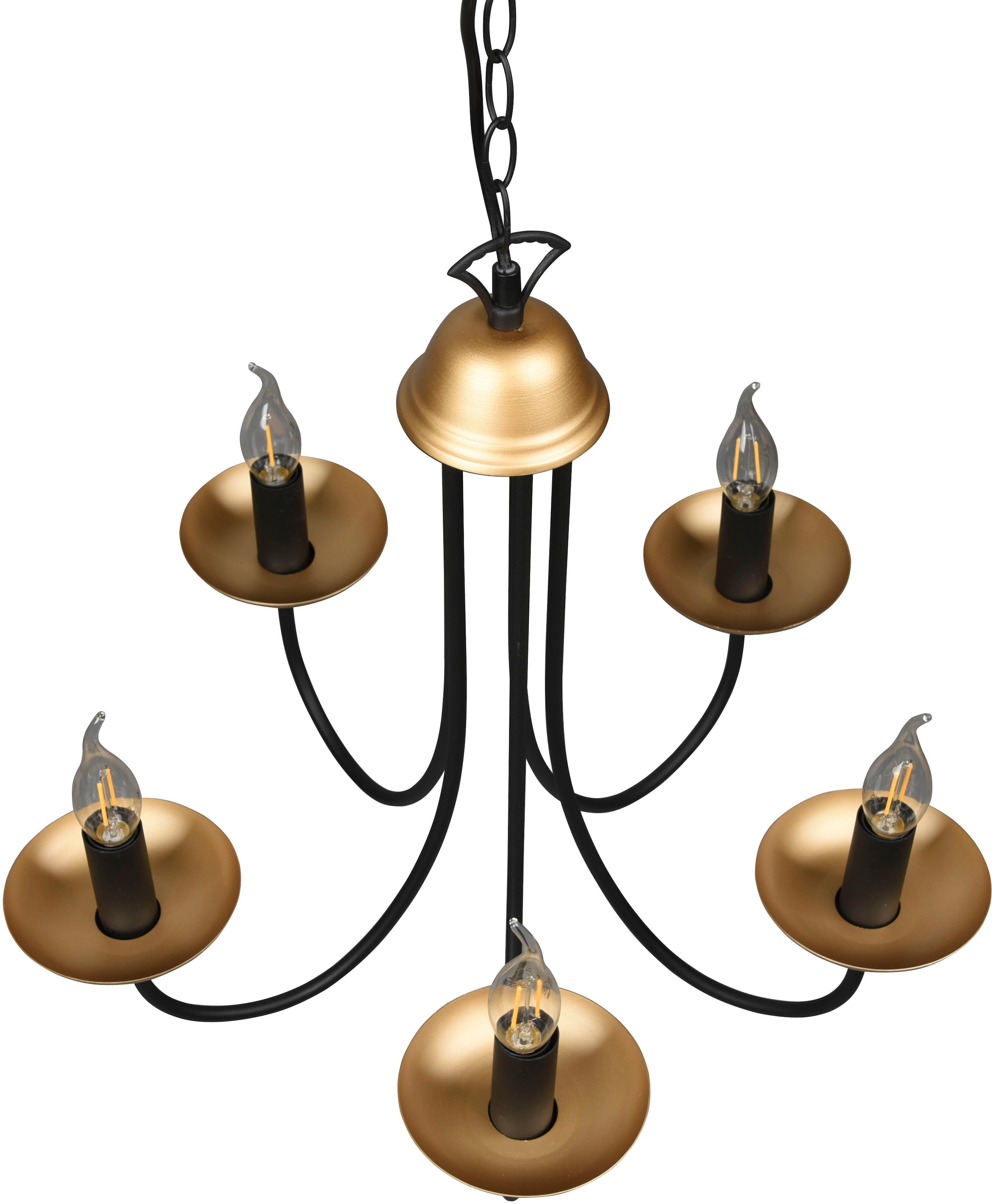 TRIO Leuchten Kronleuchter »Livia«, 5 flammig-flammig, Lüster 5-flammig in  schwarz-gold, exkl 5xE14 (max 28W), Höhe max 150cm im OTTO Online Shop