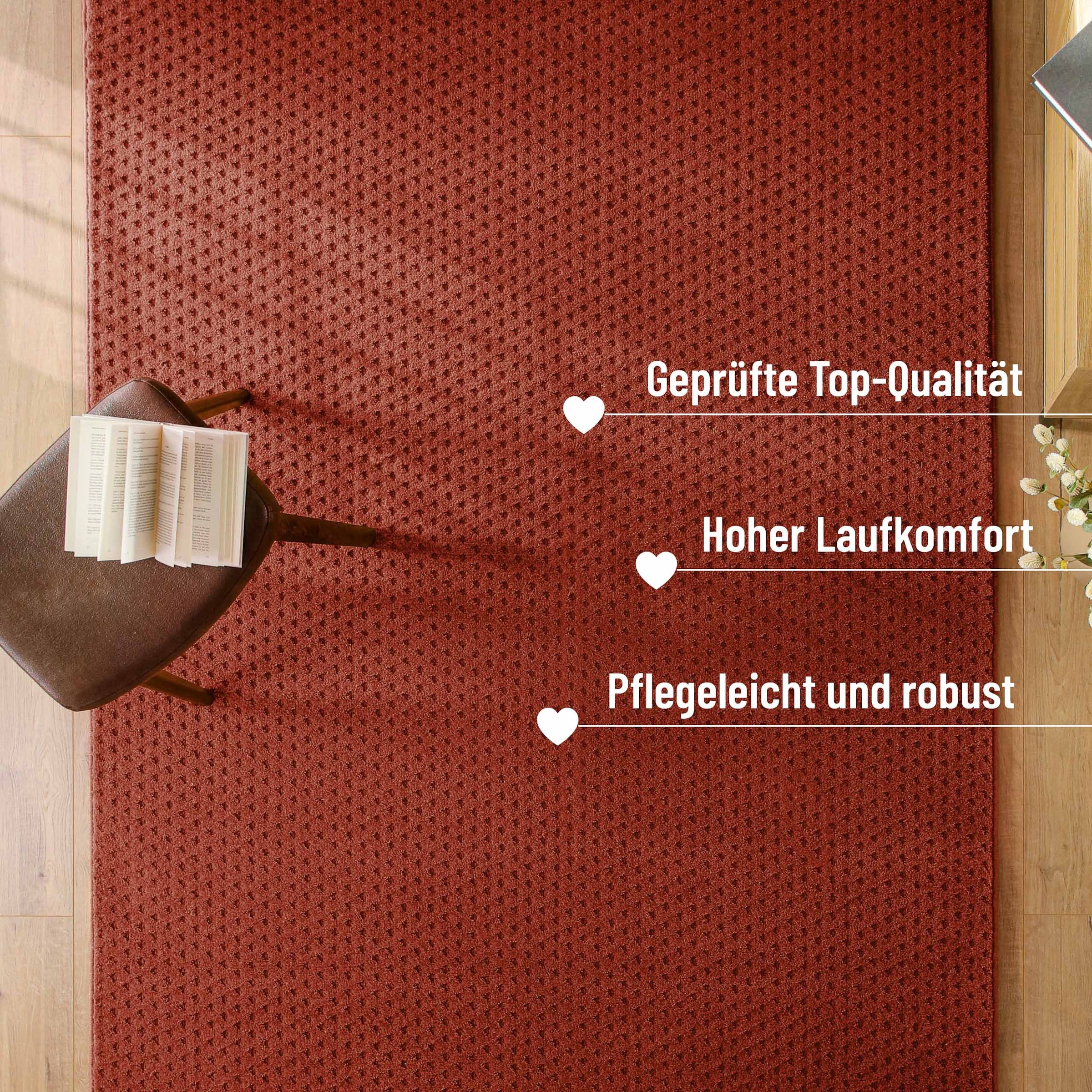 Wecon home Teppich »Castello THREE« rechteckig 7 mm Höhe Schurwolle, Kurzflor mit Hoch-Tief-Effekt, Wohnzimmer, Punktmuster
