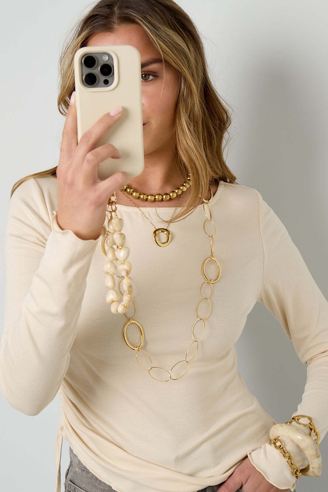 Adelia´s Kette ohne Anhänger »Halskette mit ovalen Gliedern und Strukturelementen 90 cm + 7 cm« Ovale Glieder und strukturierte ovale Elemente prägen diesen modischen Modeschmuck