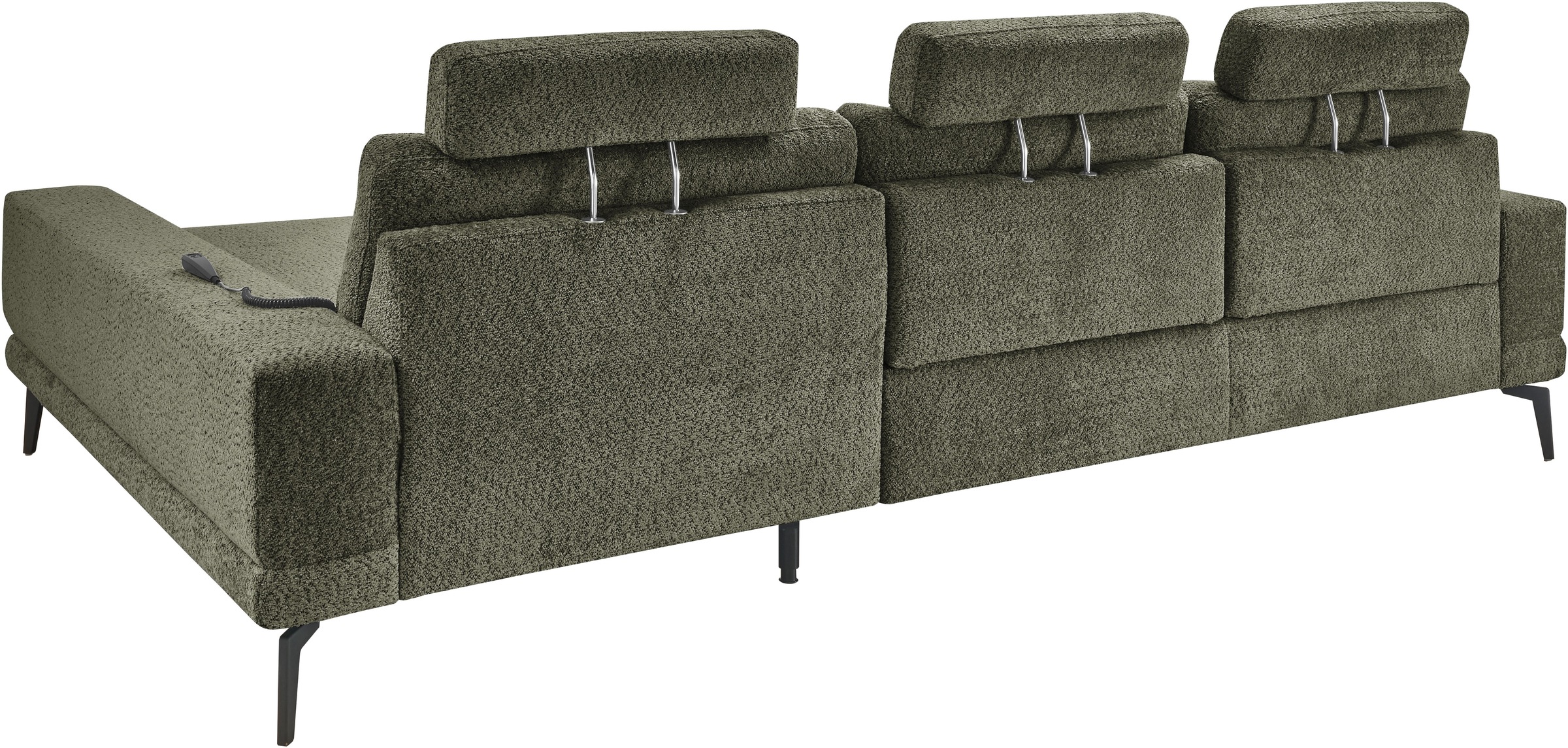 set one by Musterring Ecksofa »SO 3600, inkl motor. Sitztiefenverstellung, Kopfstützen, Nierenkissen« Sitzhöhe 42 cm, Kaltschaum, Breite 293 x Tiefe 180 cm, Kama olive