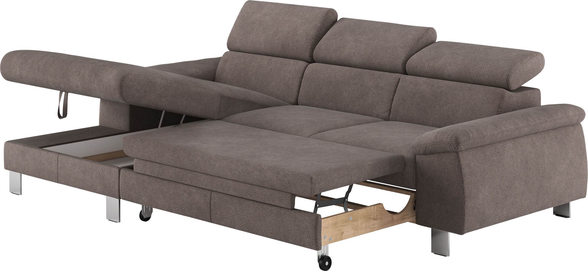 COTTA Ecksofa Komaris, Ecksofa, wahlweise mit RGB-LED-Beleuchtung und Bettfunktion/Bettkasten