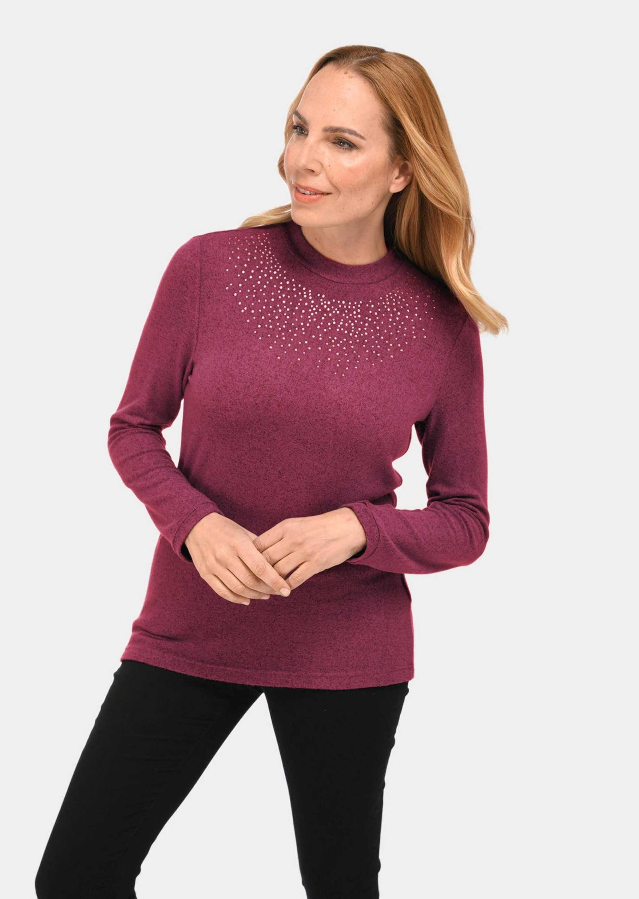 GOLDNER Longpullover »Angenehm weiches Shirt mit Glitzersteinen«
