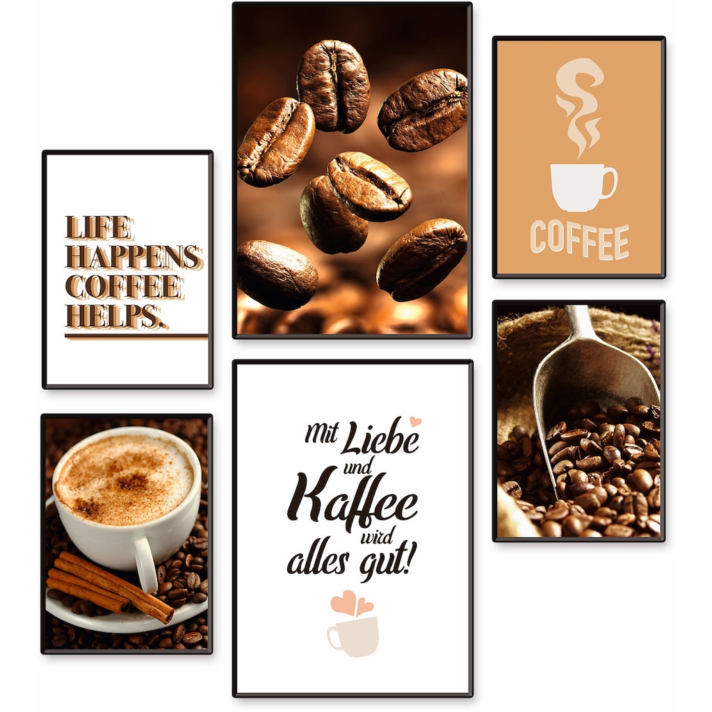 Artland Poster »Kaffee Vielfalt«, Kaffee Bilder, (Set, 6 St.)