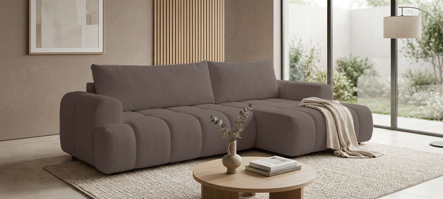 OTTO home Ecksofa »LIOORA Schlafsofa mit Bettkasten, Breite 265 cm, Verlässliche Qualität« L-Form mit Bettfunktion und Bettkasten, Recamiere rechts/links