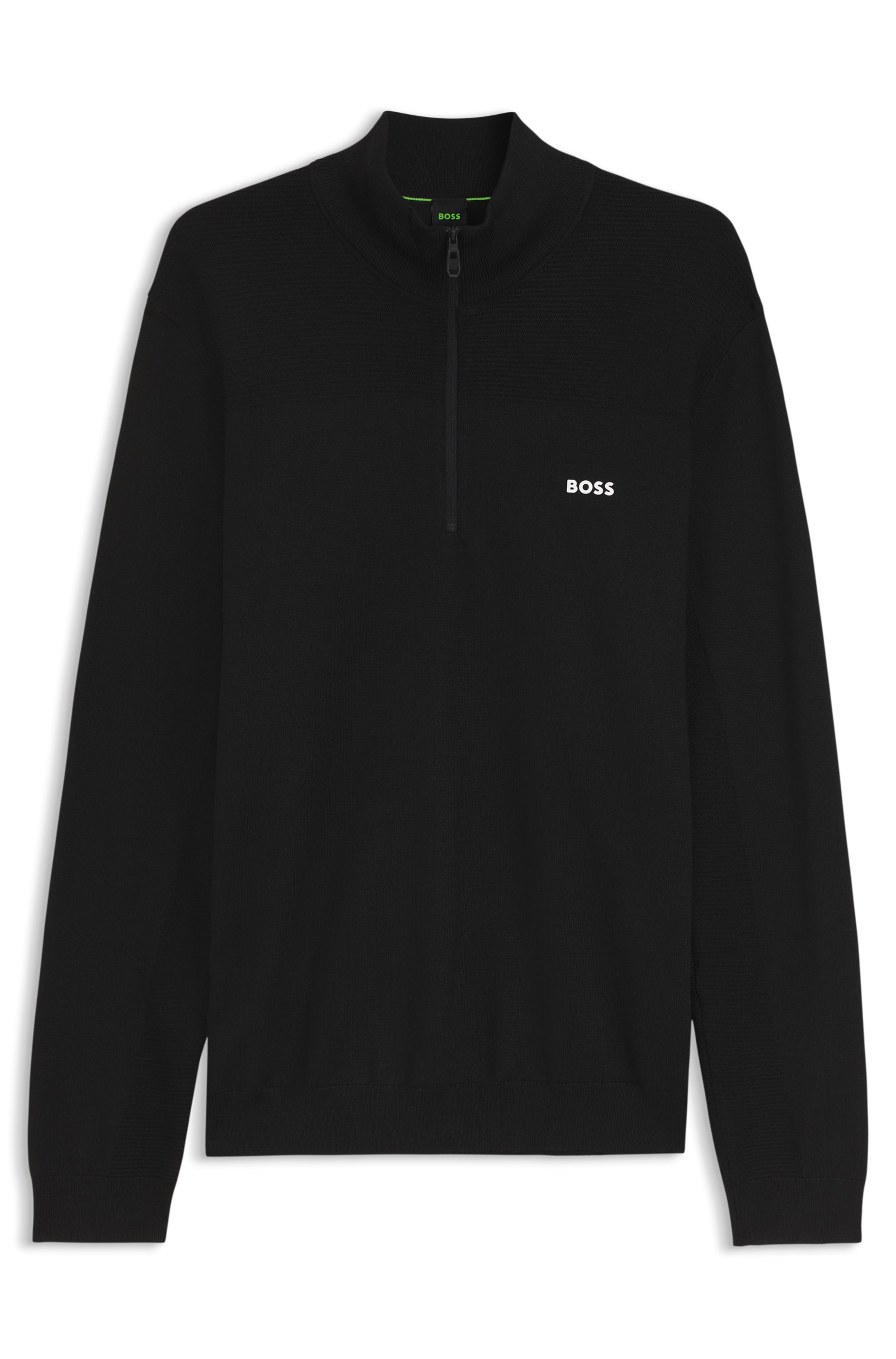 BOSS GREEN Strickpullover Stehkragen mit Reißverschluss, Regular Fit, Woll-Anteil