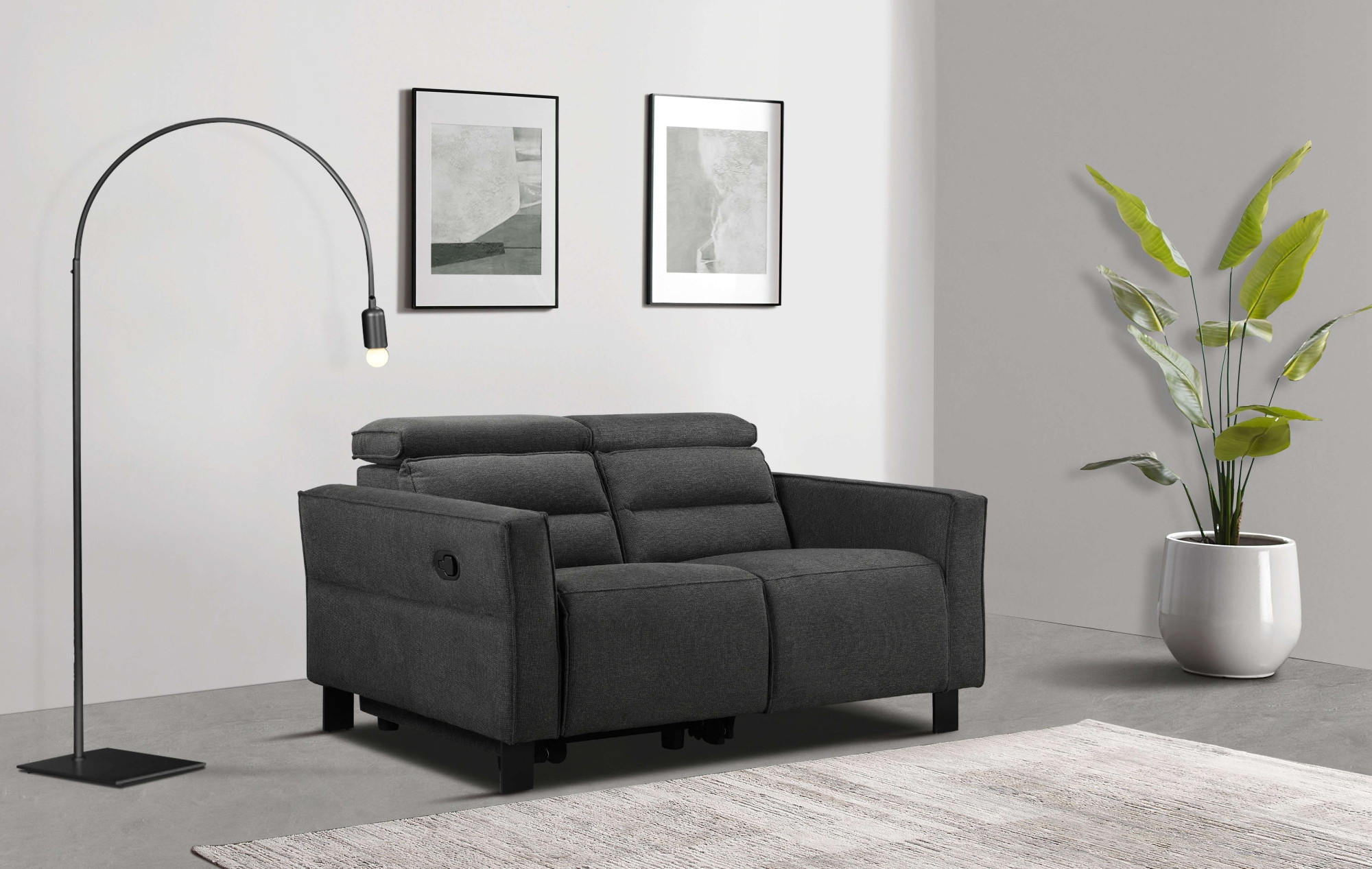 OTTO home 2-Sitzer »Carpari Webstoff, 162 cm, man./elektr. Relaxfunktion« (USB A/C), sowie Kopfteilverstellung