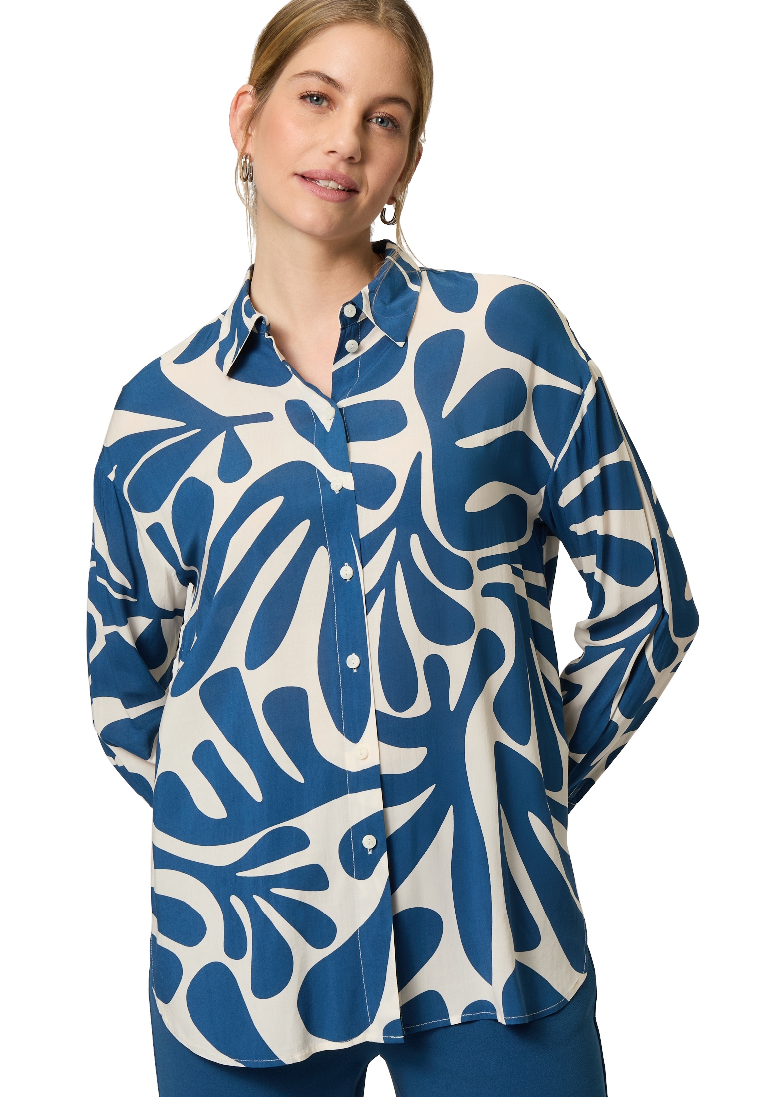 Zero Klassische Bluse »Oversized-Bluse mit Blattmuster«