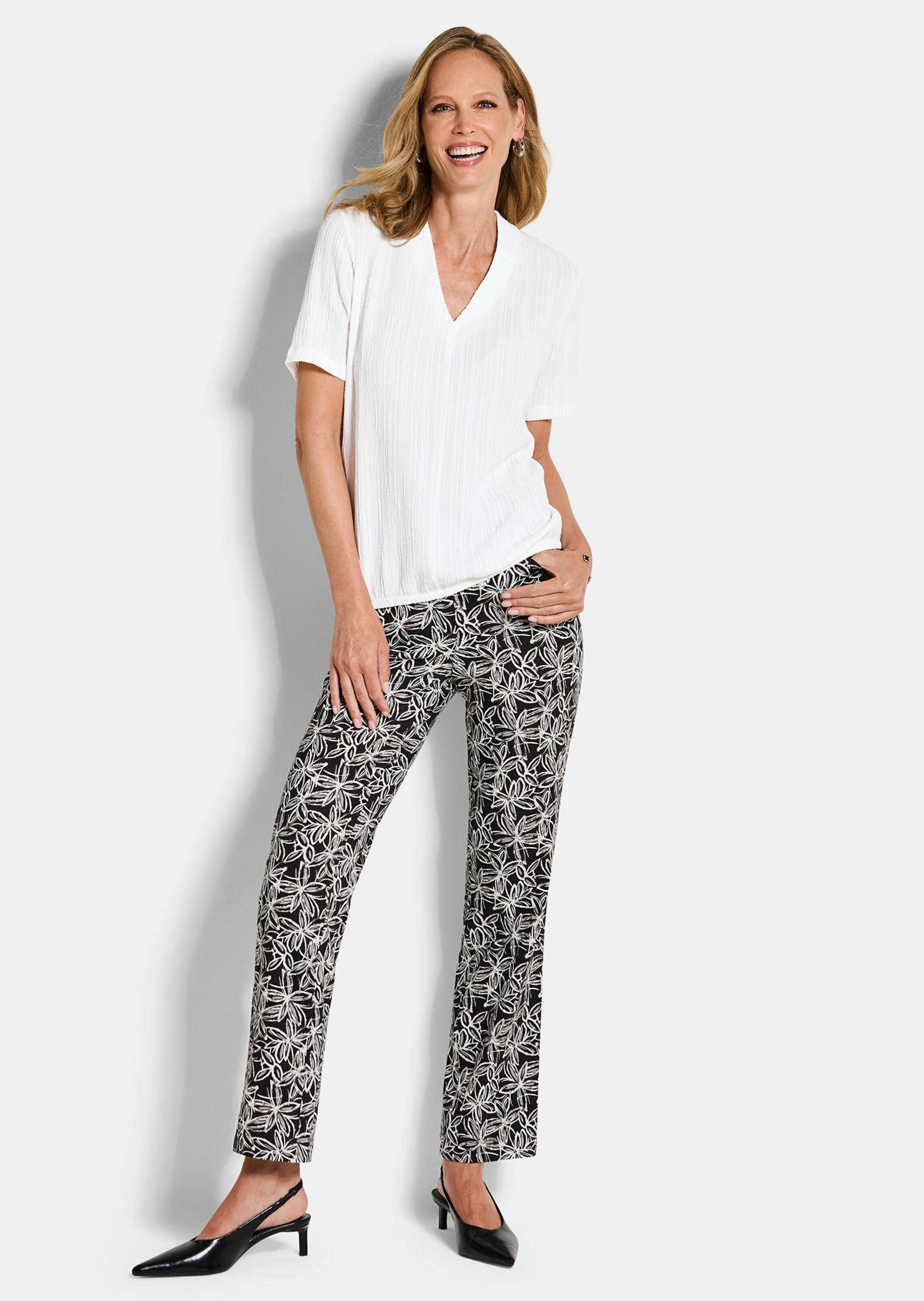 GOLDNER Kurzarmshirt »Businessshirt in Crash-Optik« Gummibündchen am Bund