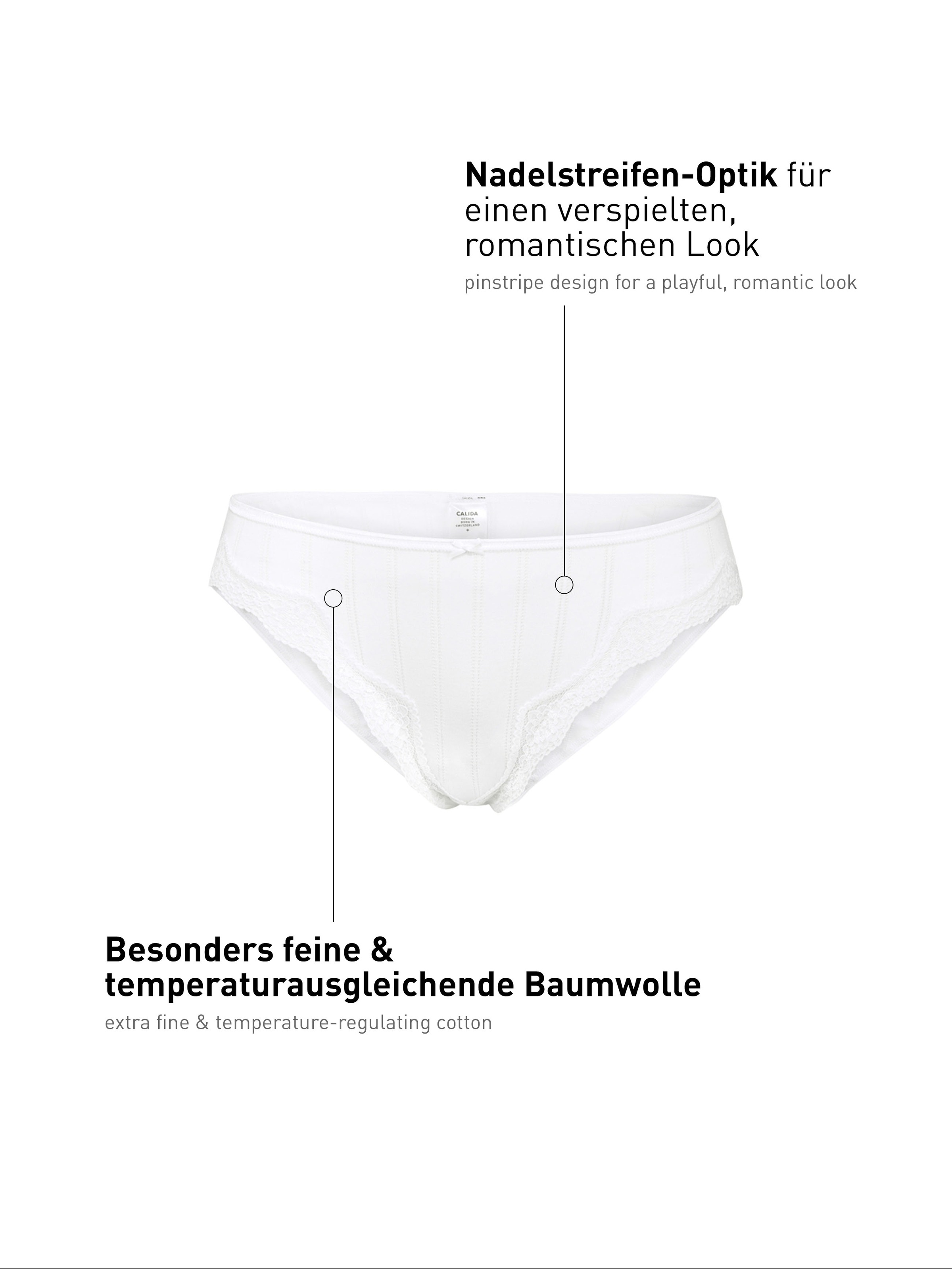 CALIDA Hüftslip »Etude Toujours«, Nadelstreifen-Optik, florale Spitze, Regular-Cut, Jacquard, elastisch