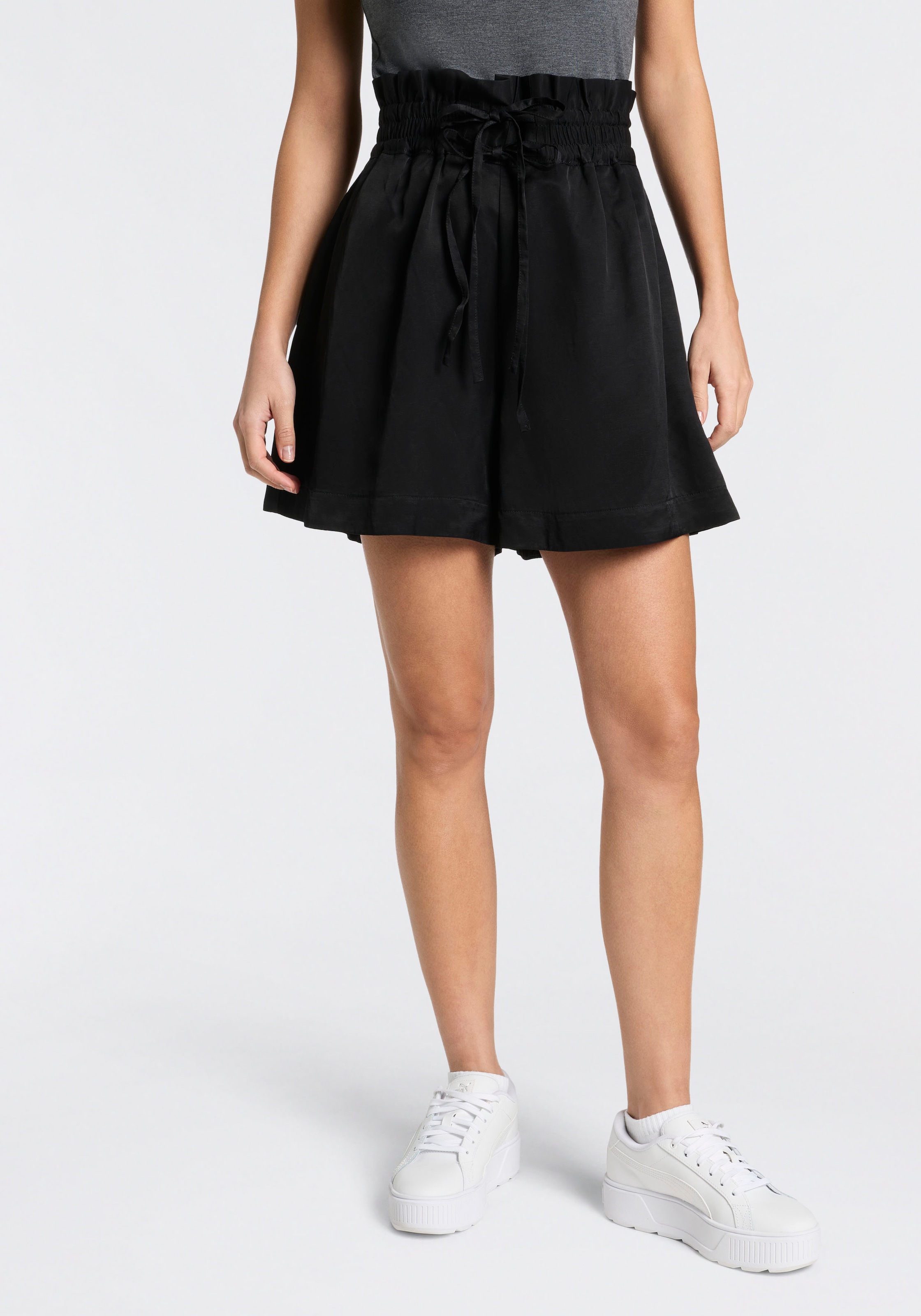 BOSS ORANGE Shorts »Tacolina Premium Damenmode«  High Waist mit doppeltem Bindeband, Paperbag-Look