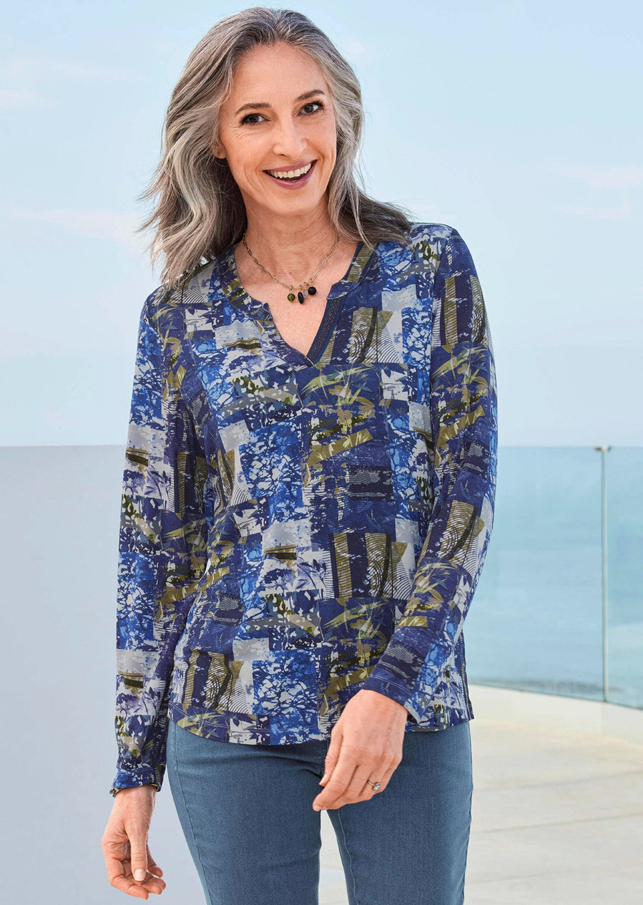 GOLDNER Print-Shirt »Tunikashirt mit Effektdruck« Effektgarn