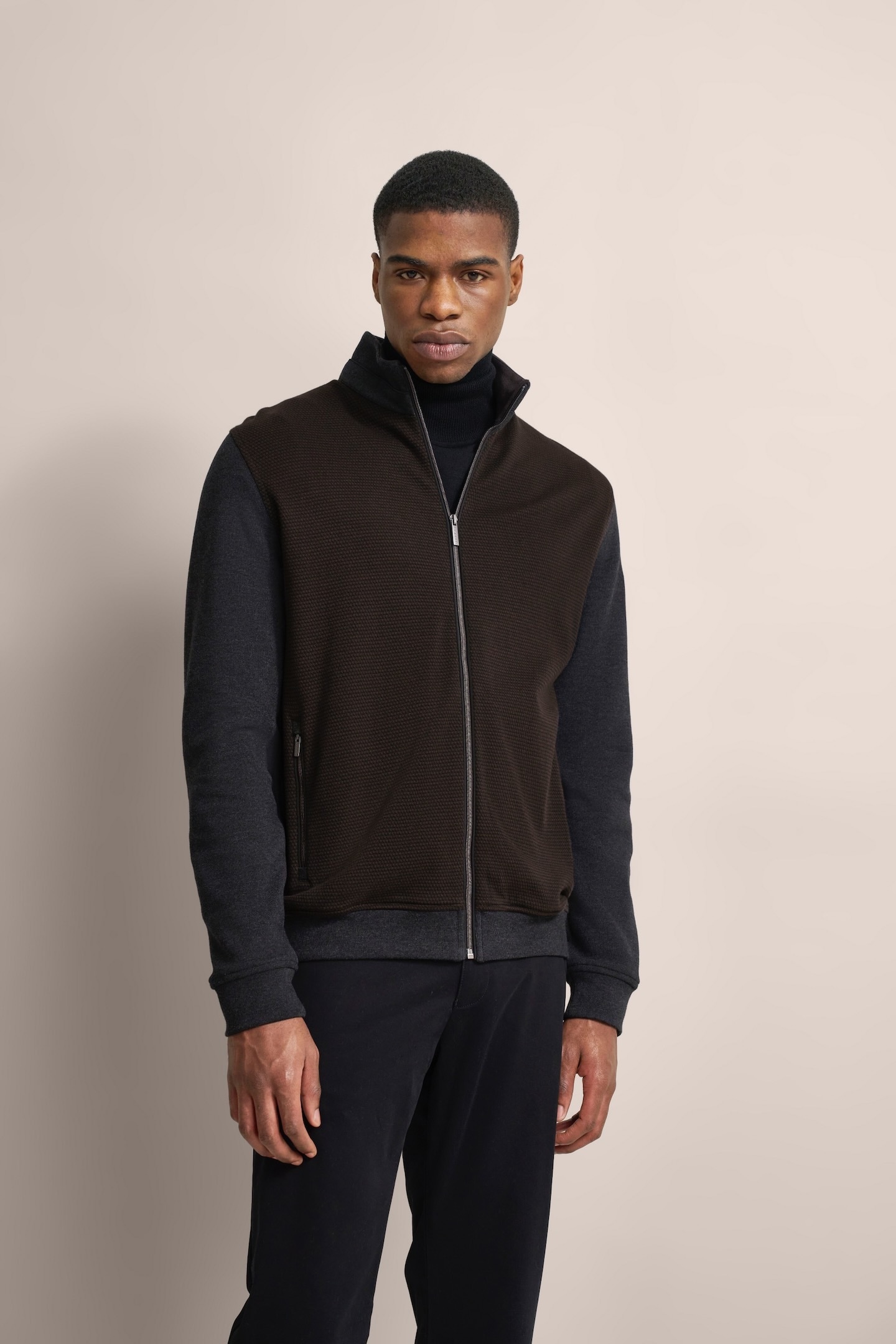 bugatti Sweatjacke, mit Hahnentrittmuster
