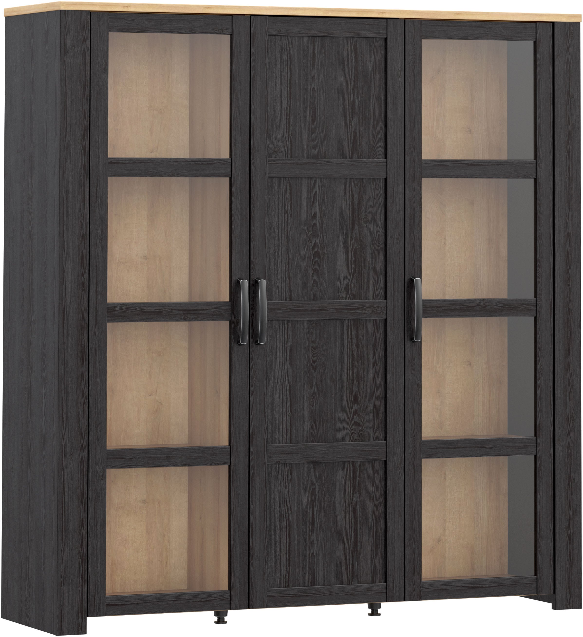 FORTE Highboard »Bohol, großes Highboard 2, Glastüren, viel Stauraum« B/H/T 151,1/160,6/42 cm Beleuchtung optional bestellbar