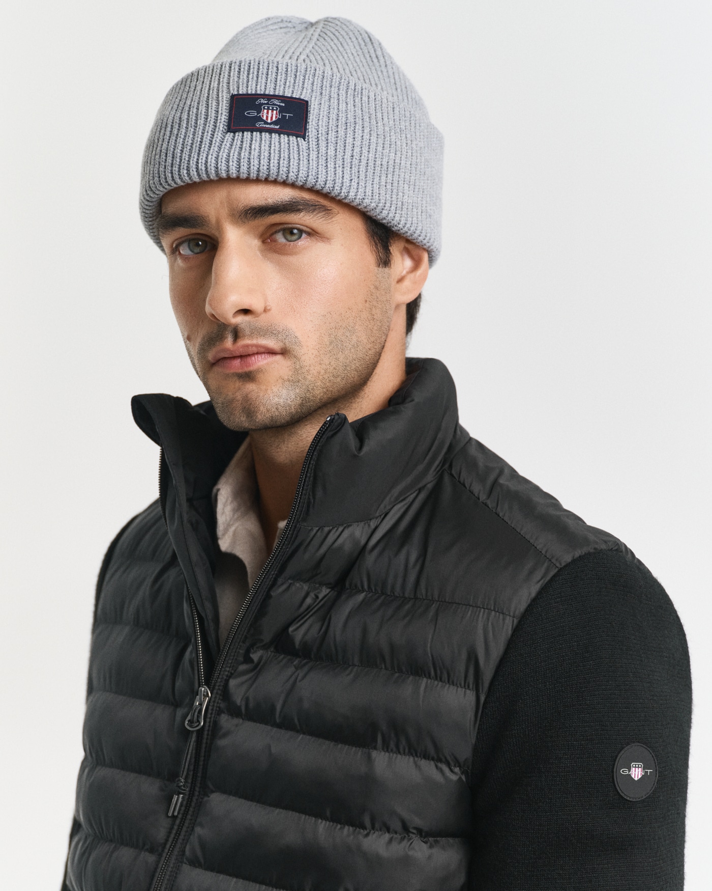 Gant Steppjacke »MIXED MEDIA« Ärmel aus Strick, regular fit, Stehkragen